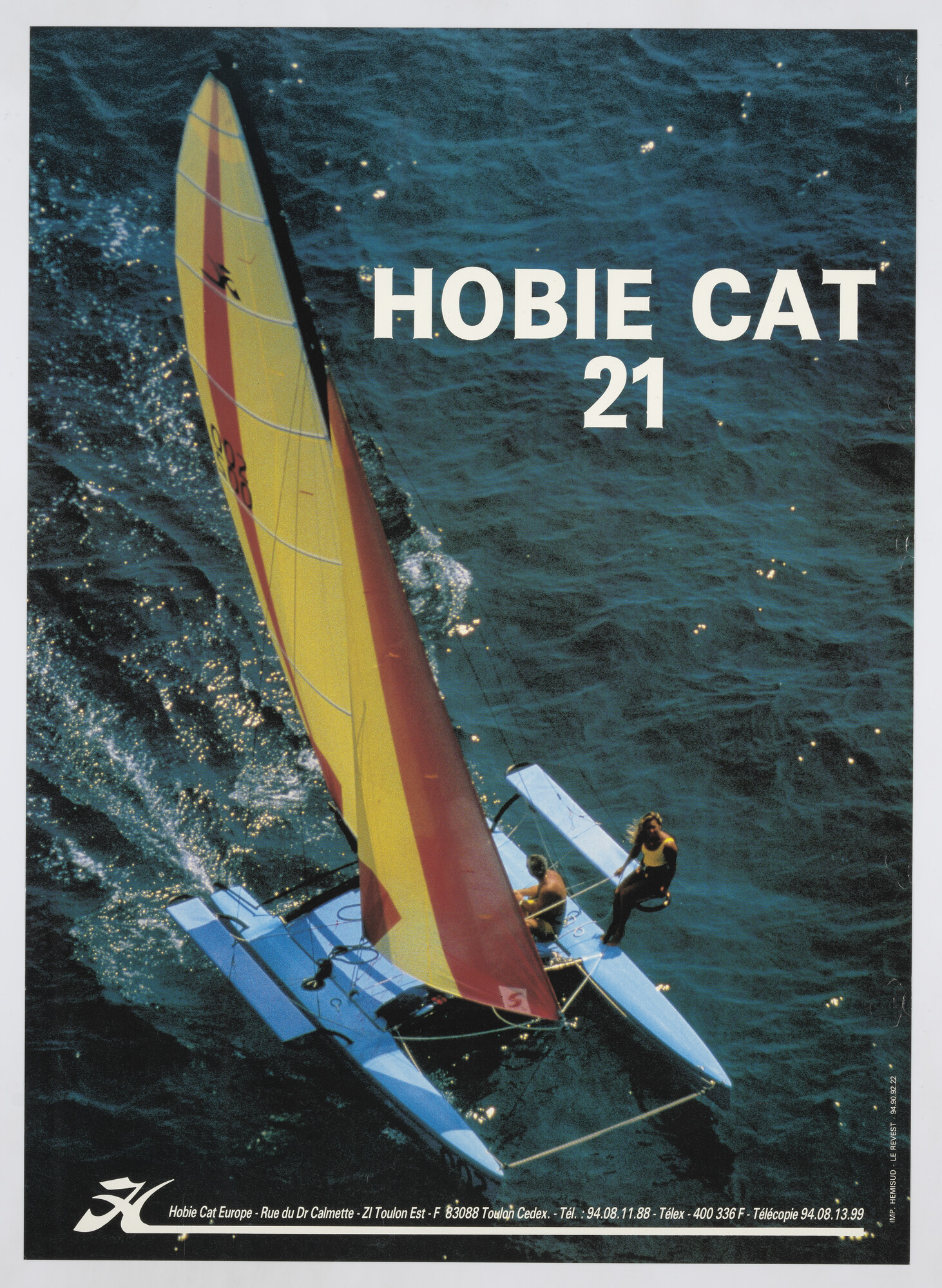 2015.4714; Reclameaffiche van Hobie Cat Europe voor de catamaran Hobie Cat 21; reclameaffiche