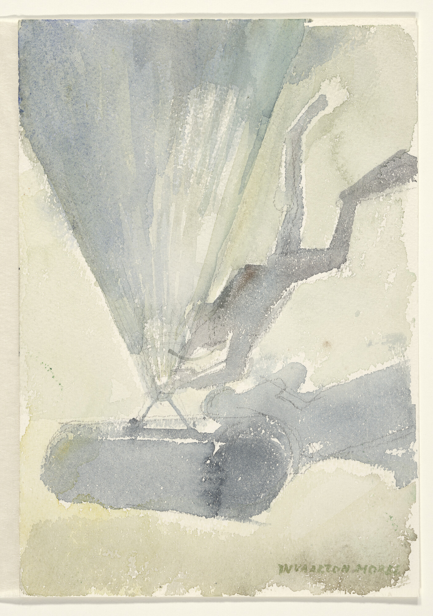 A.5034(04); Het lichten van een invloedsmijn door een duiker, met behulp van een ballon; tekening
