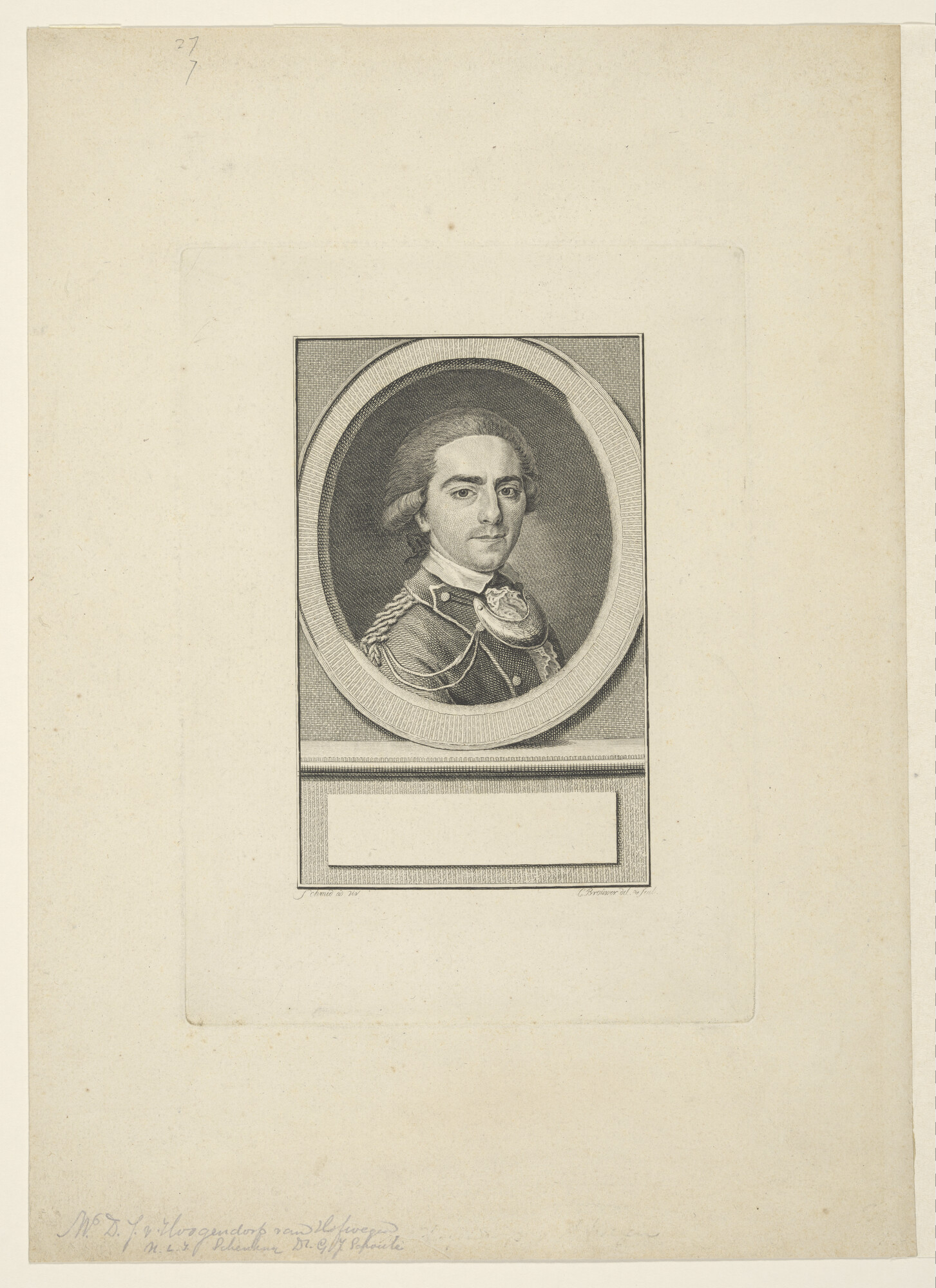 1996.1555; Portret van Mr. Diederik Johan van Hogendorp van Hofwegen, voor de letter; prent