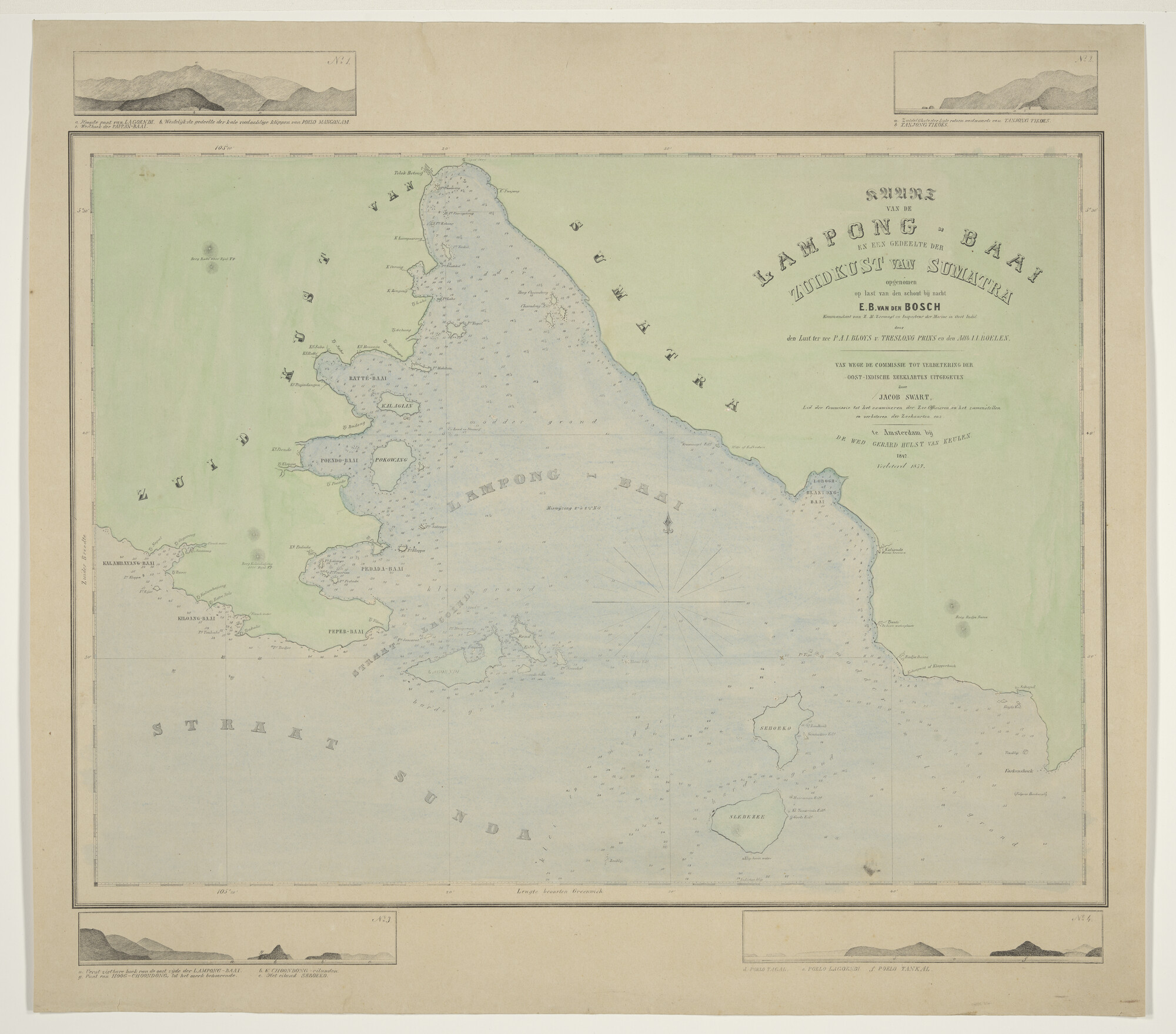 S.0521(120); Kaart van havens aan de westkust van Sumatra door Samuel Ashmore, uitgave James Horsburgh (1762 - 1836), Londen, 1821, verbeterd tot 1822; zeekaart