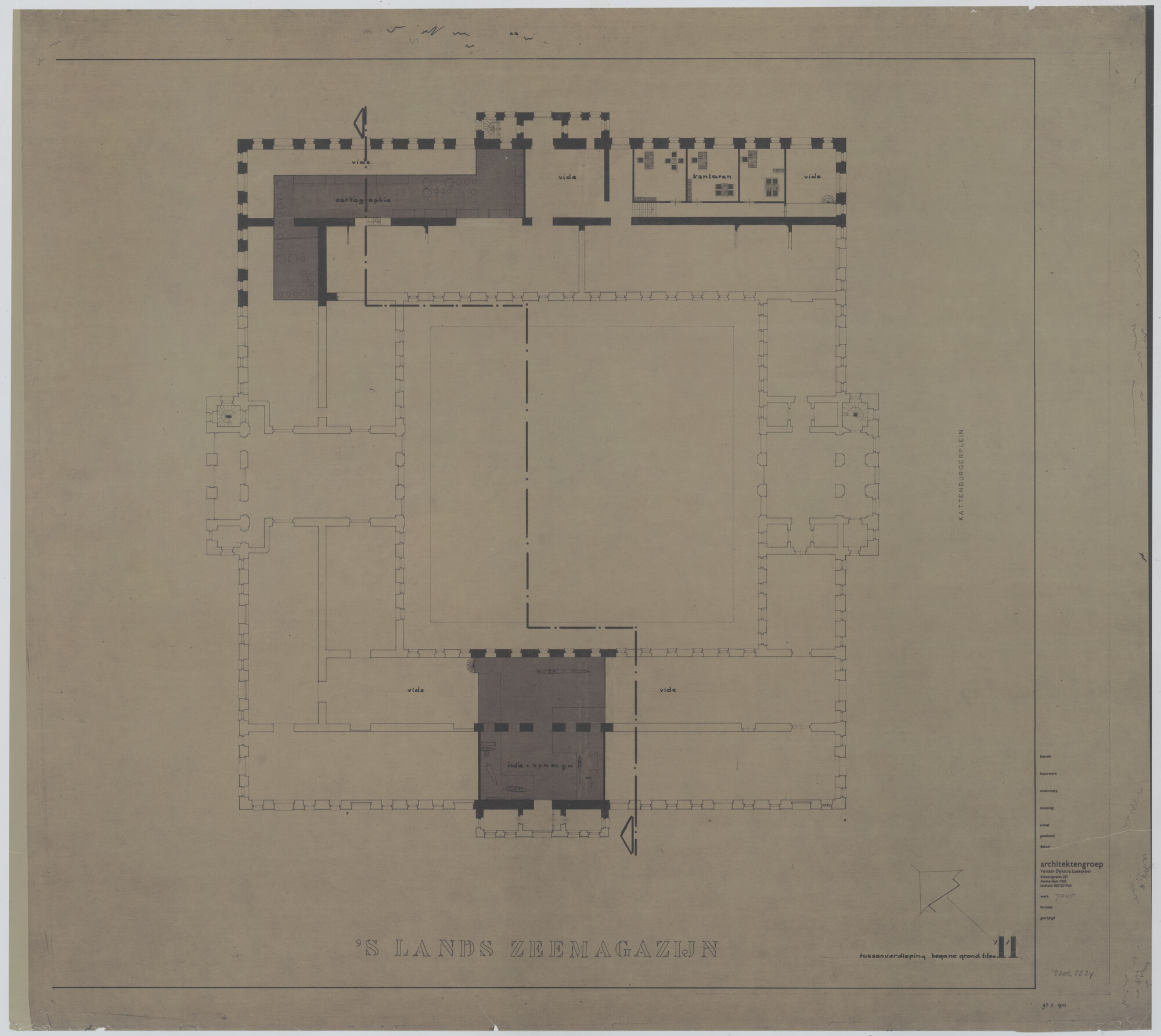 2005.2234; Schetsontwerp van de verbouwing van de voorwerfzijde van "'s Lands Zeemagazijn"; technische tekening