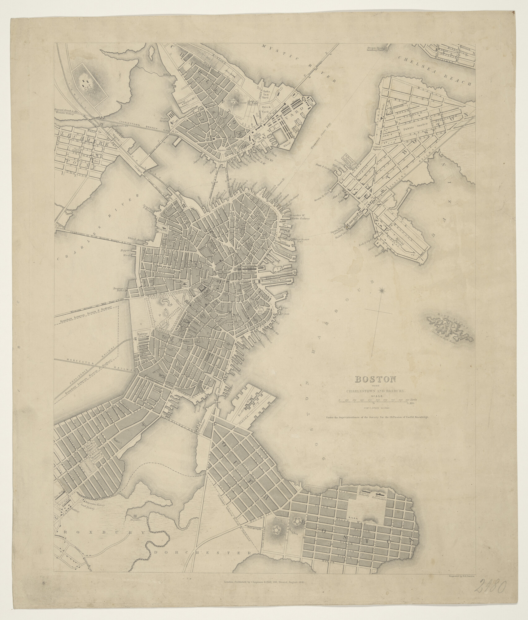 1995.6273; Boston with Charlestown and Roxbury; landkaart