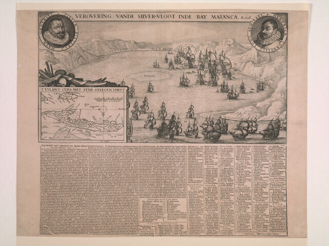 A.0145(136)1; De verovering van de Zilvervloot in de Baai van Matanca of Matanza, 1628; prent