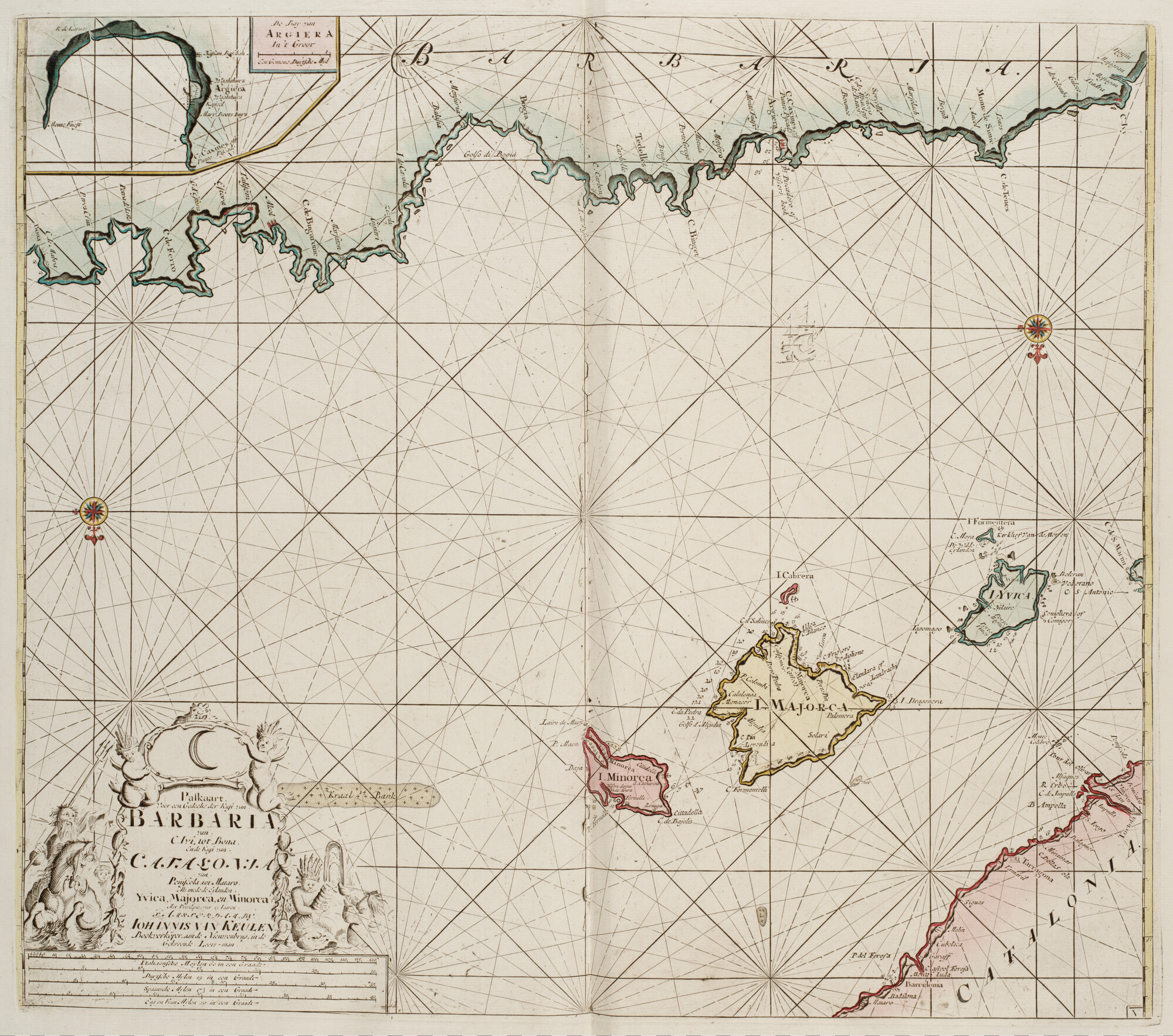 B.0032(109)3 [kaart 015]; Zeekaart van met een gedeelte van de Middellandse Zee met de kusten van de Spanje en Algerije; zeekaart