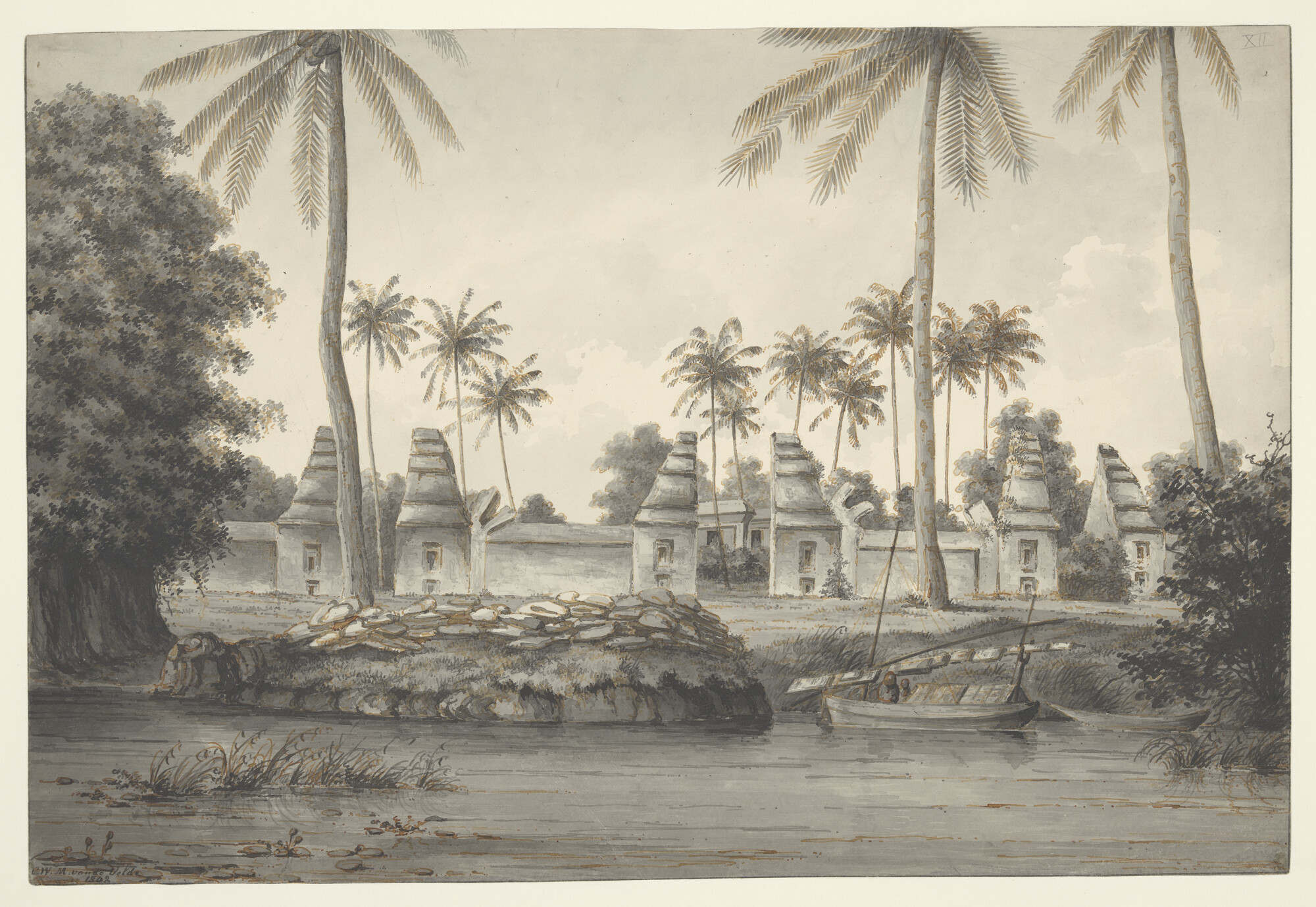 S.2931(03)04; Ruïnes van de dalam van de gewezen Sultans van Bantam op Java; tekening