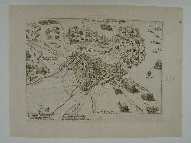 A.0145(027)344; 's-Hertogenbosch wederom door prins Maurits belegerd, 18 augustus 1603; prent
