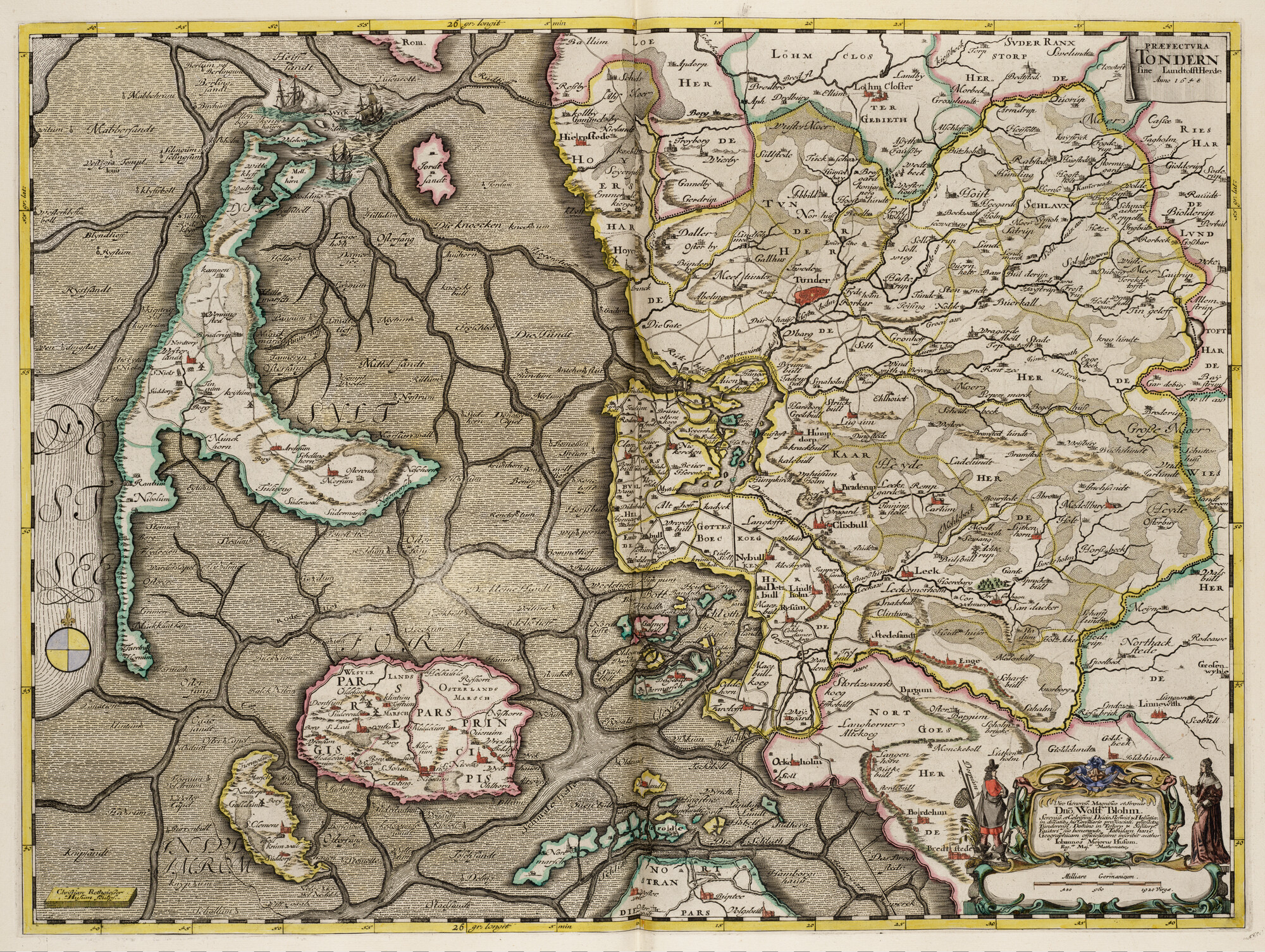 S.1034(01) [kaart 051]; Kaart van Tønder in 1648; landkaart