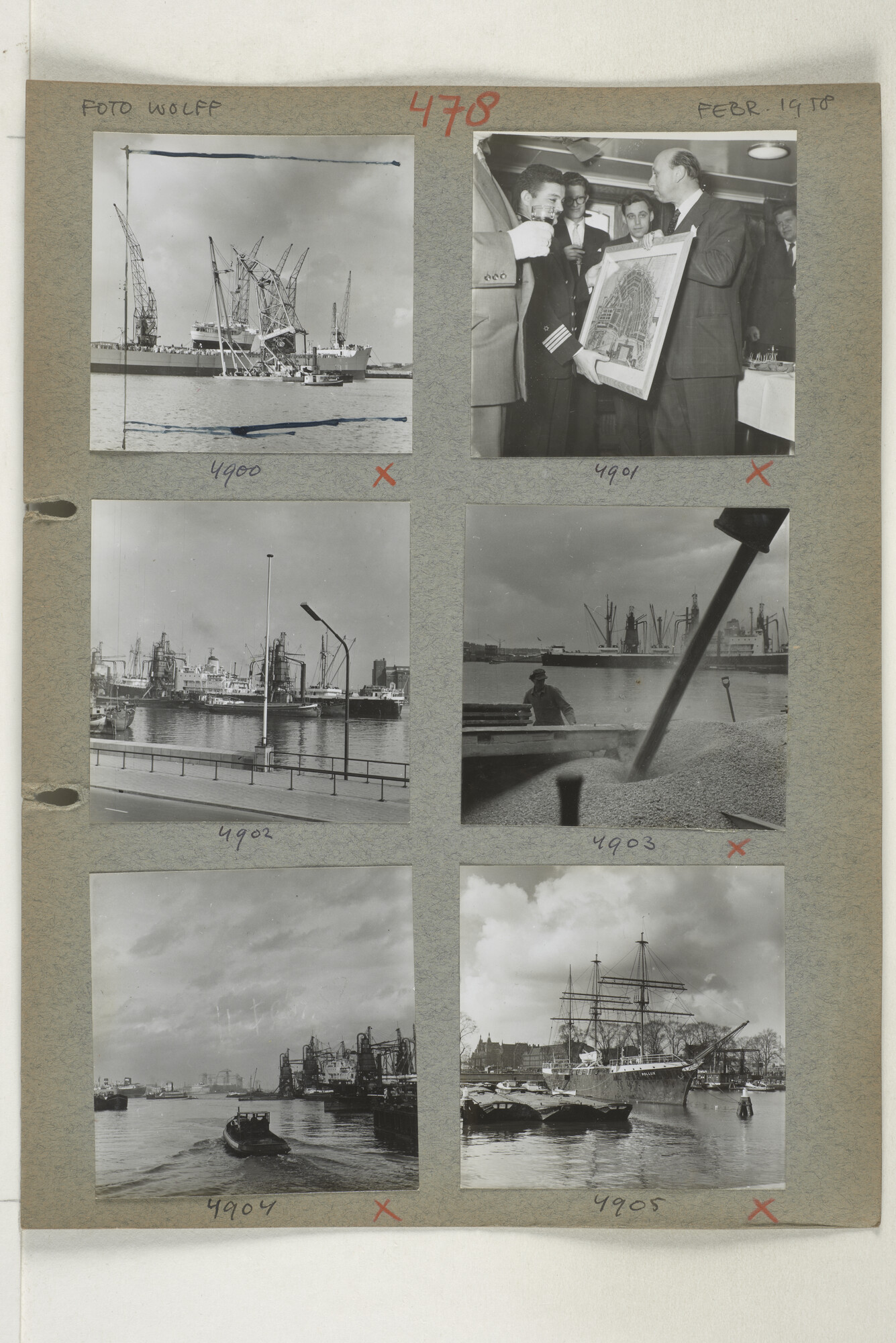 1998.2183; Omslag (voorheen ordner) met een grote hoeveelheid proef foto's van de haven en de stad van Amsterdam; omslag
