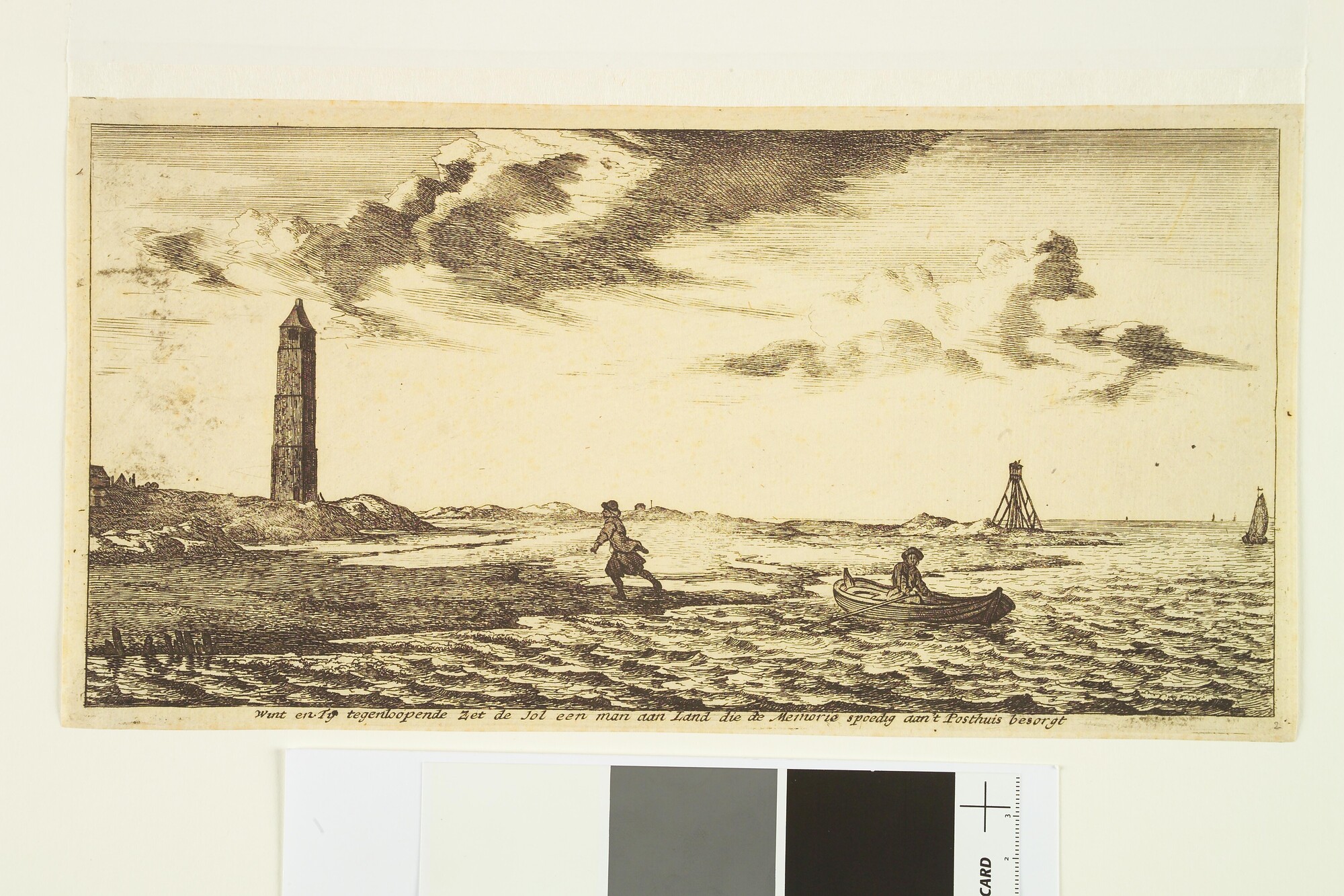 A.0149(0763); Prent, behorende bij de Postkaart van de Maasmond van Jacob Quacq; prent