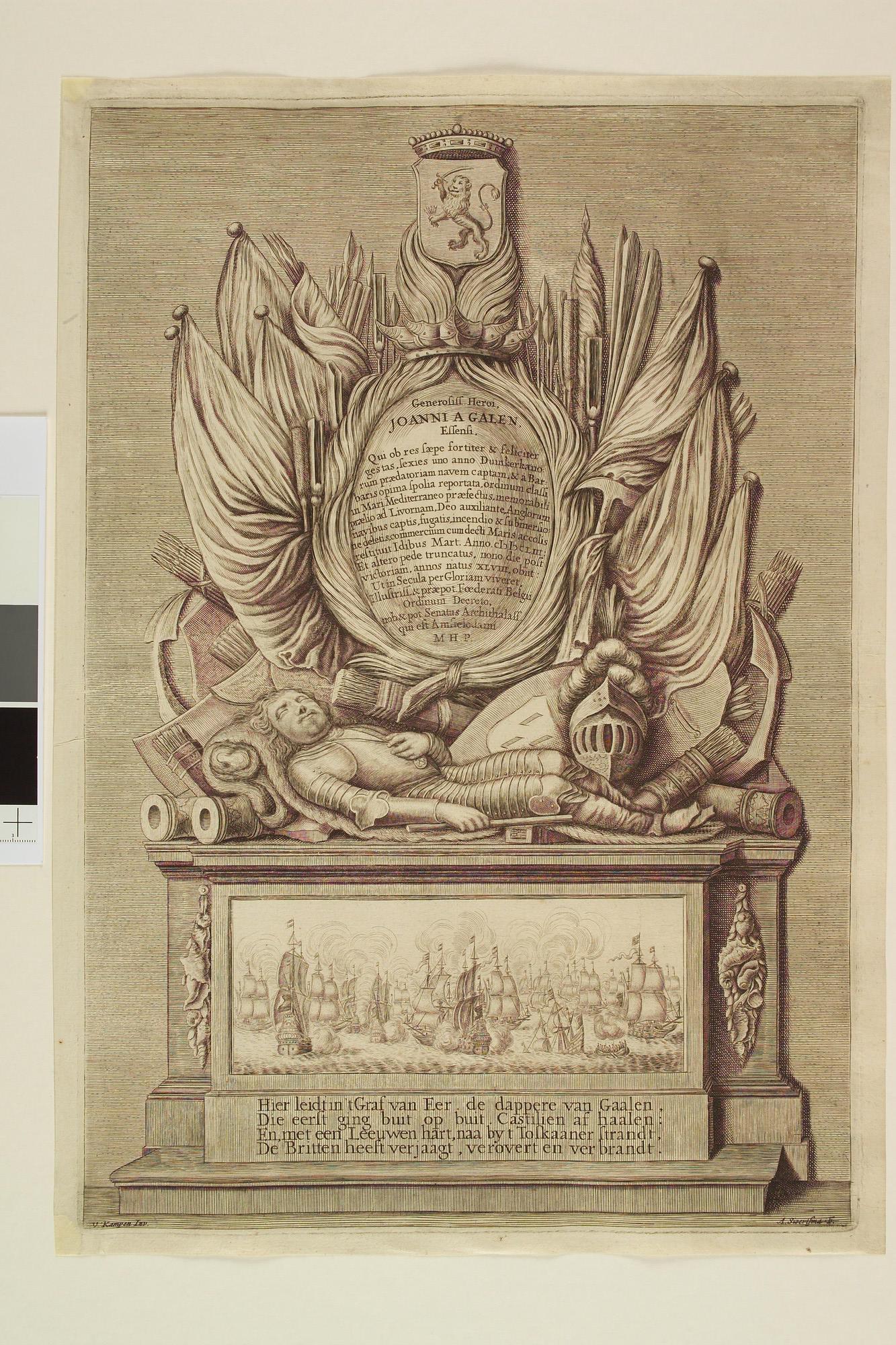 A.2914(02); De graftombe van Jan van Galen in de Nieuwe Kerk te Amsterdam; prent