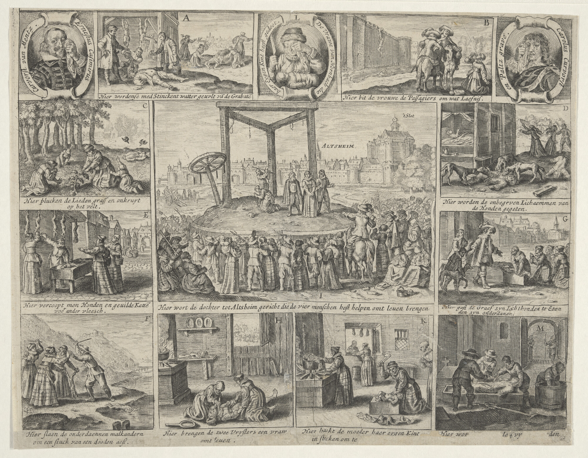 A.0145(027)414; Terechtstelling van een vrouw te Altsheim; prent