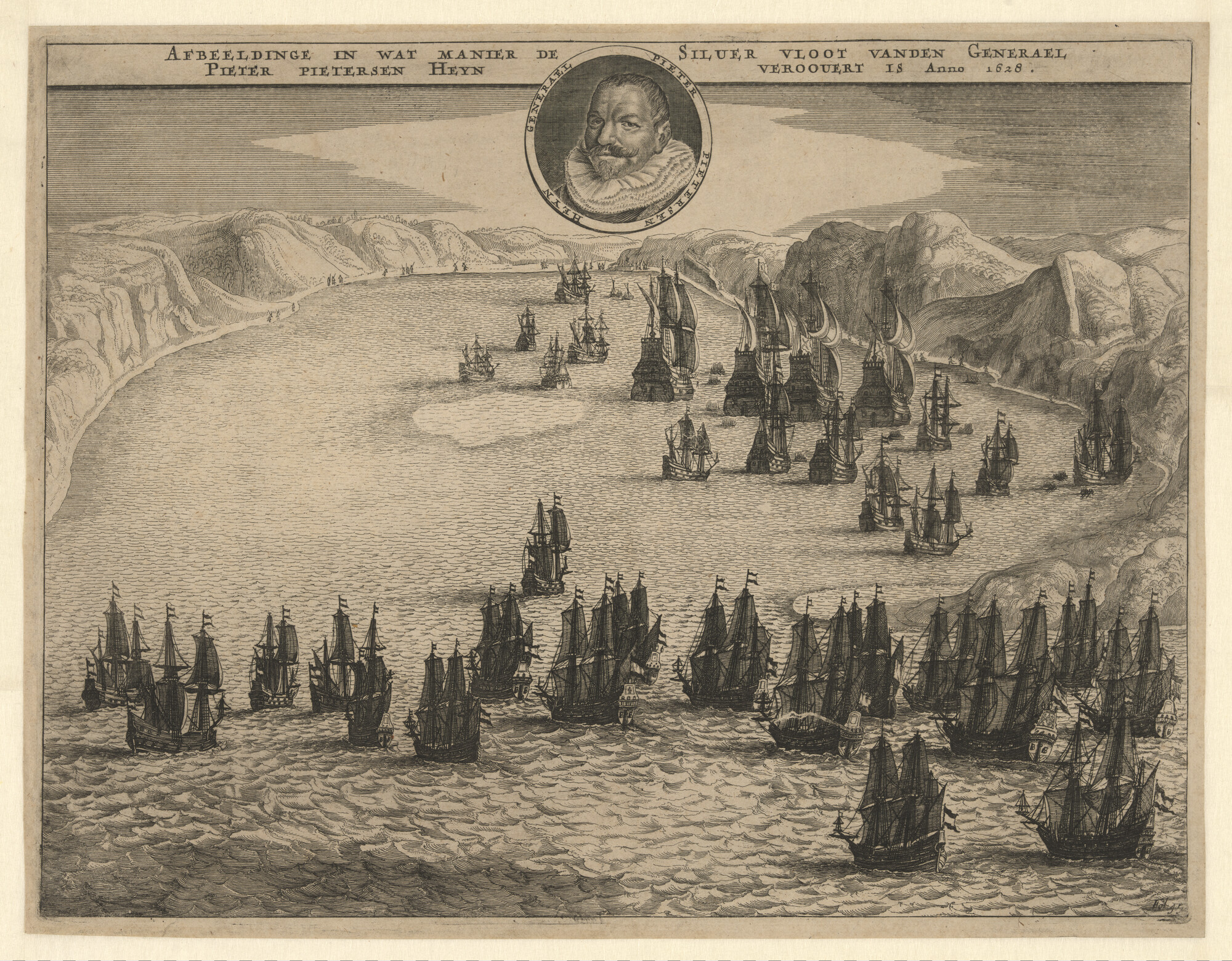 A.3368(04); De verovering van de Zilvervloot in de Baai van Matanca of Matanza; prent