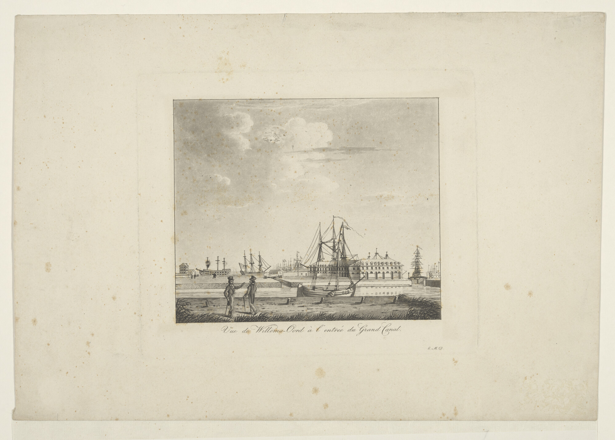 A.0356(39); Gezicht op Willemsoord bij de ingang van het Noord-Hollands Kanaal; prent
