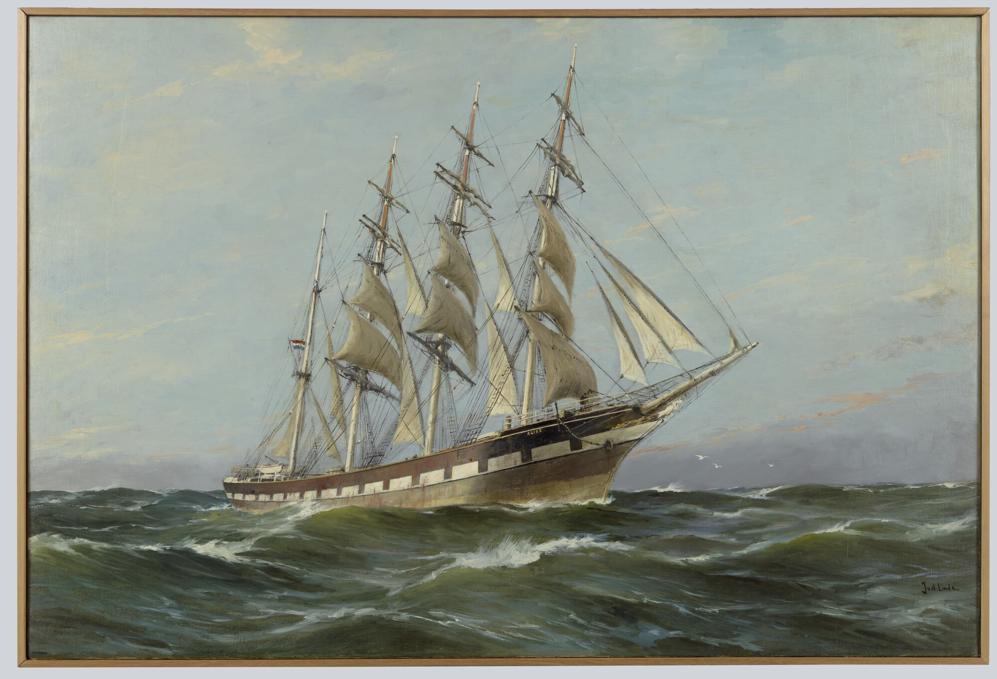 S.5469(05); Het viermast-barkschip Alice; schilderij