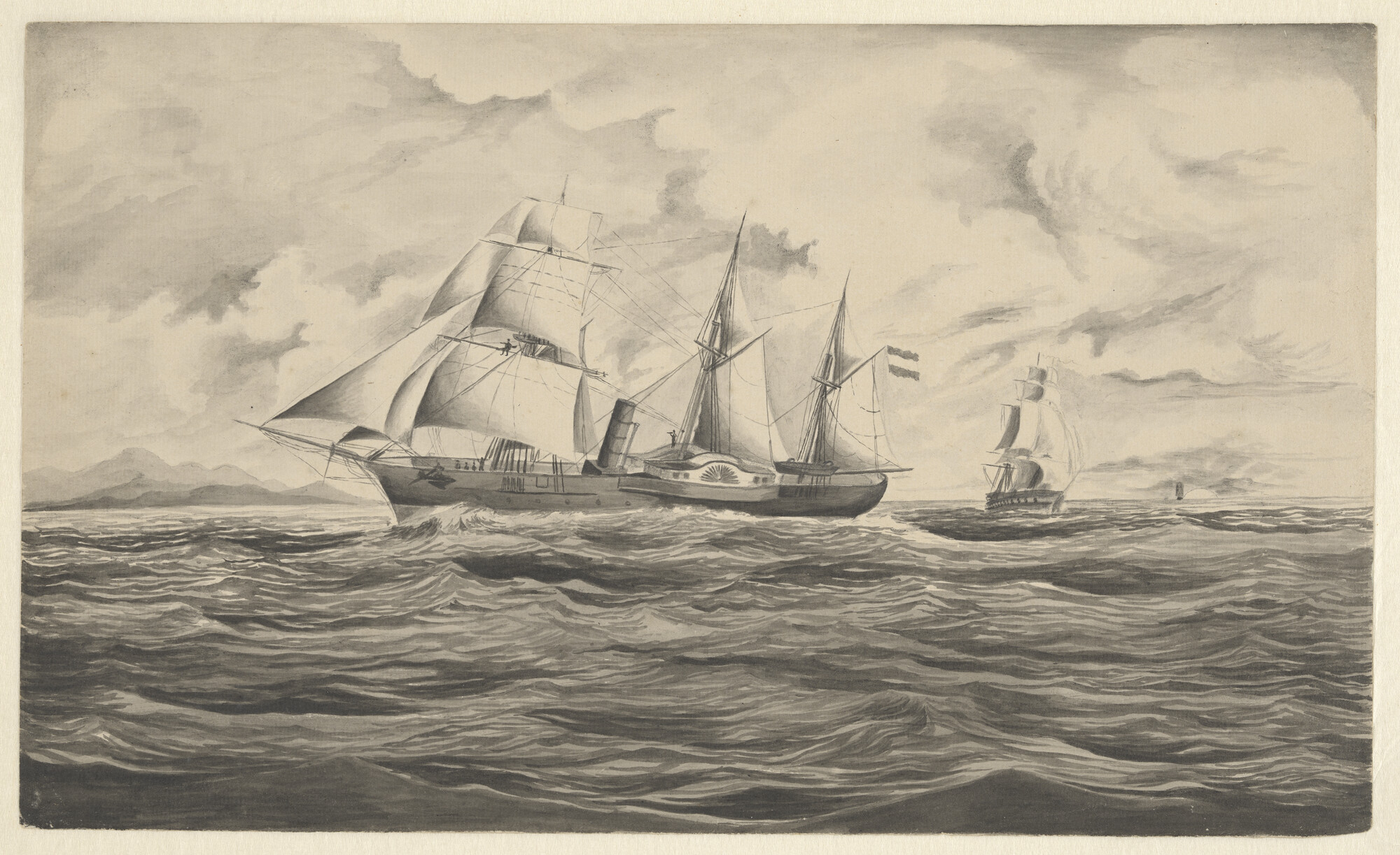 S.1277(01)20b; Plan van het gevecht teegen de batterijen van Palembang; tekening