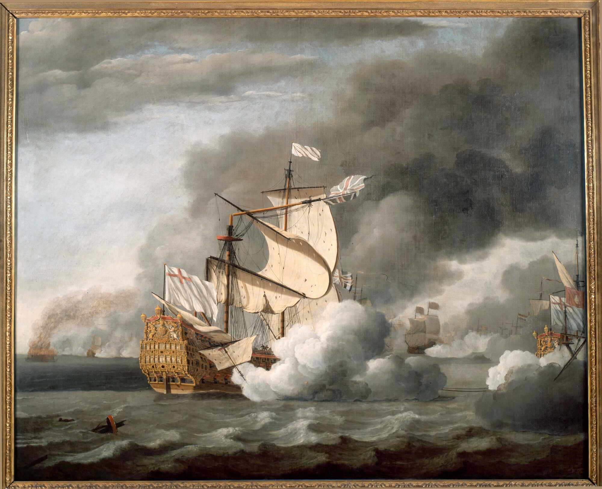 A.0296; Het wegslepen van de Royal James tijdens de Vierdaagse Zeeslag, 1666; schilderij
