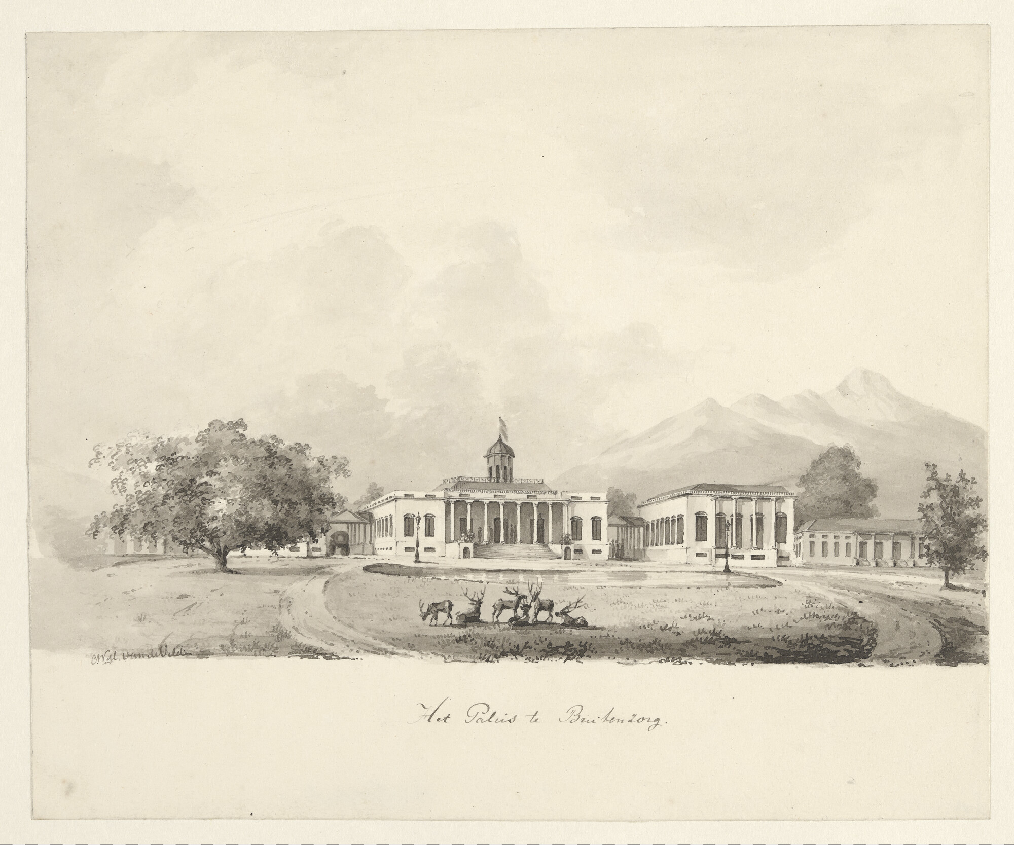 S.2931(03)23; Het paleis te Buitenzorg; tekening