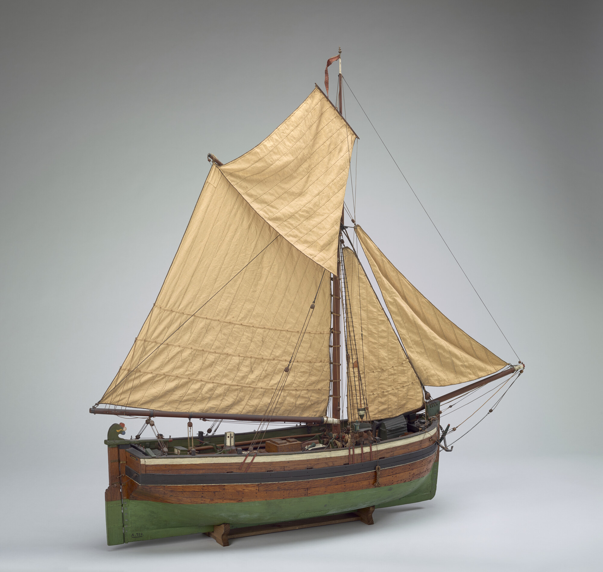 A.0729; Model van de vissloep Volharding; scheepsmodel