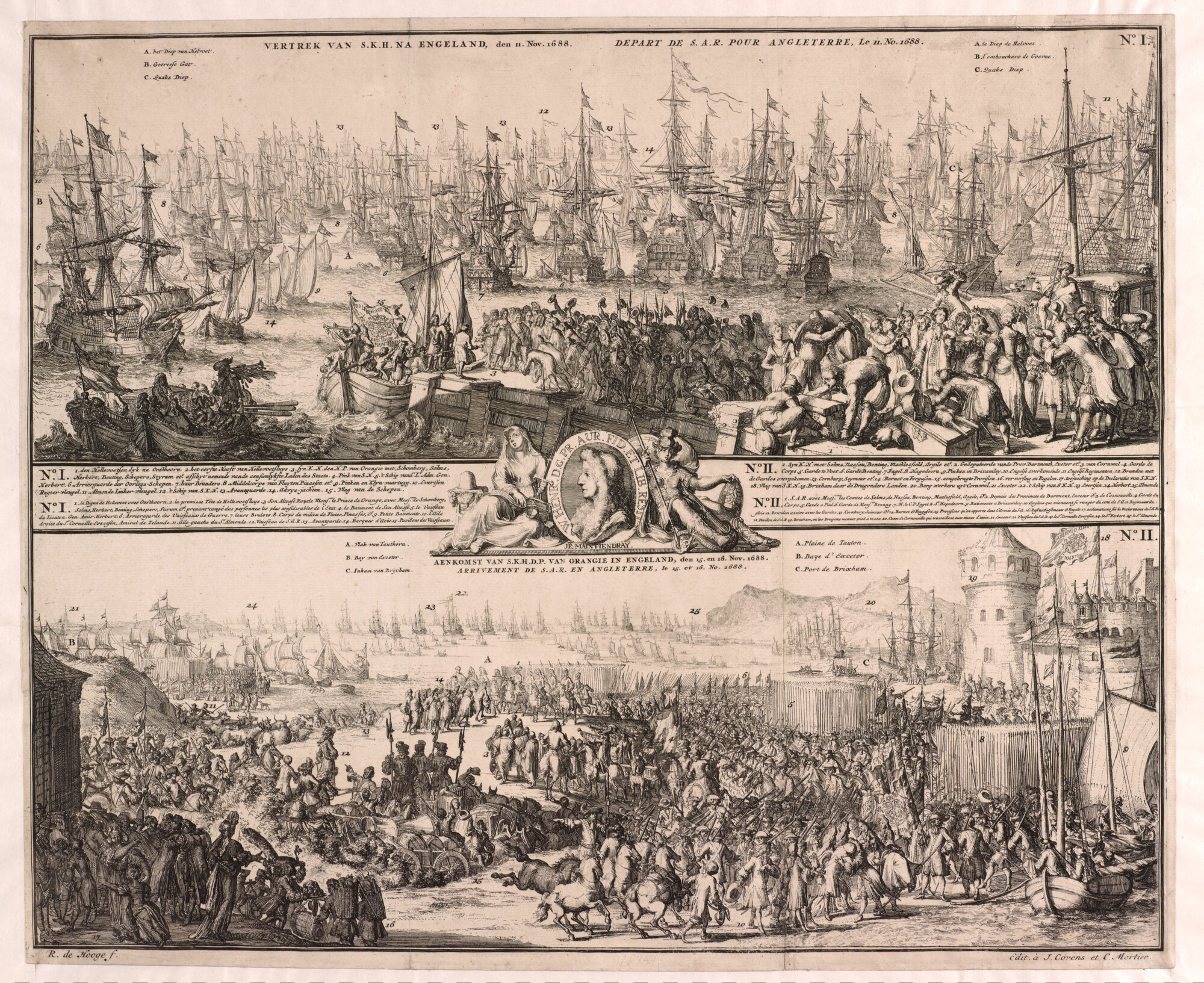 A.0145(193)19; De overtocht van stadhouder prins Willem III in 1688; prent