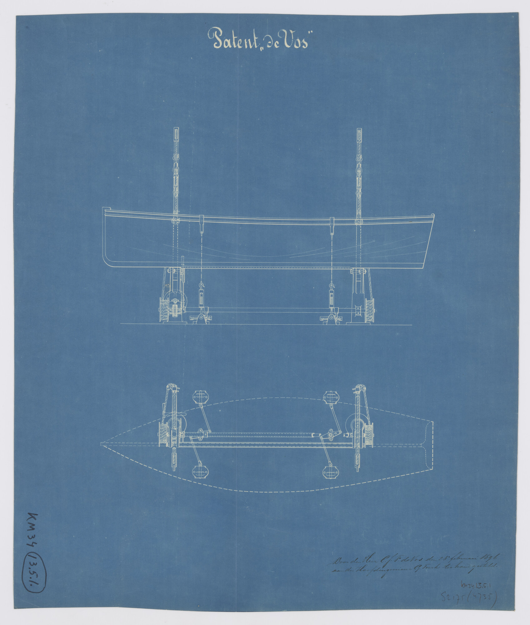 S.2175(4735); Sloephijsinrichting patent "De Vos"; technische tekening