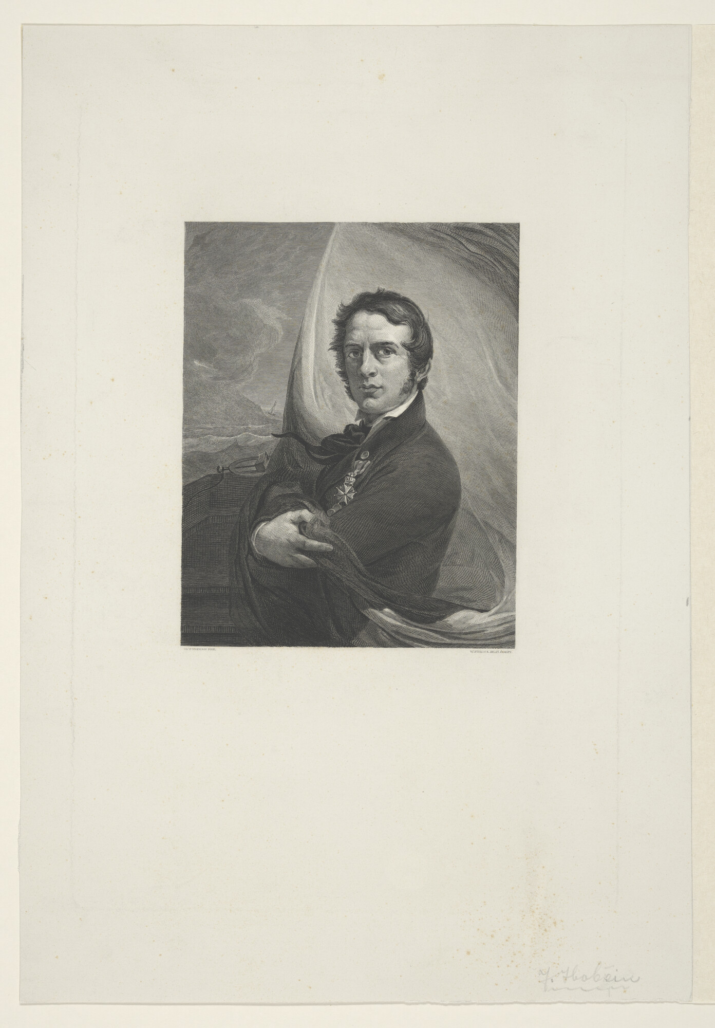 S.1308; Portret van J. Hobein; prent