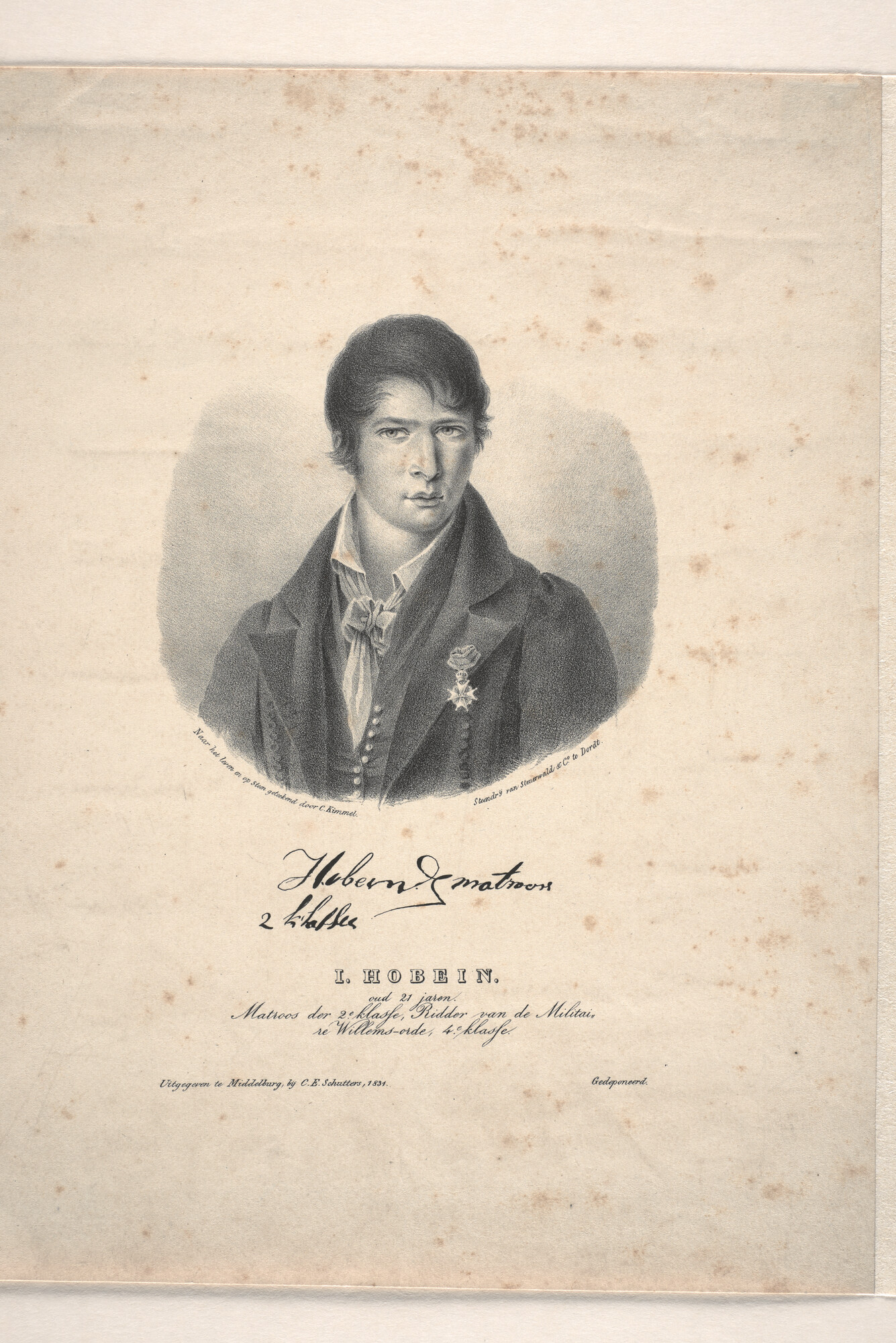 A.0482(05)1; Portret van de matroos Jacob Hobein; prent