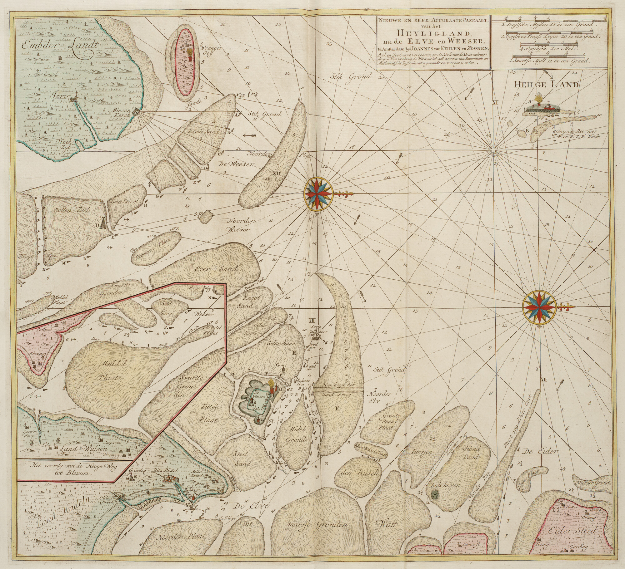 B.0032(109)1 [kaart 013]; Paskaart van de mondingen van de Elbe en de Weser met Helgoland; zeekaart