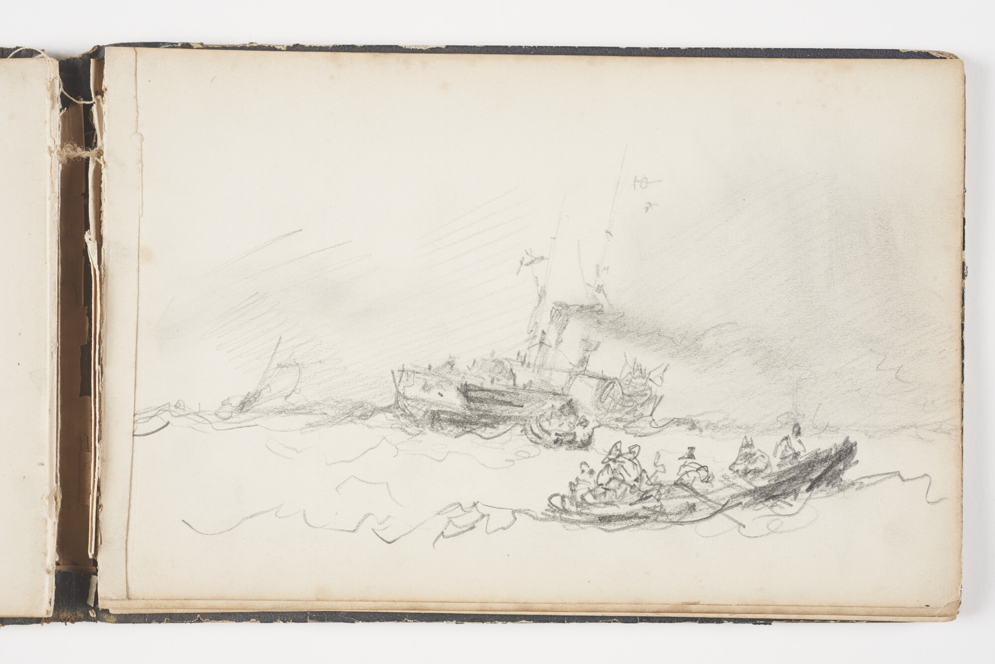 A.2019(01); Schetsboek met studies van binnenvaartschepen en zeeschepen; schetsboek