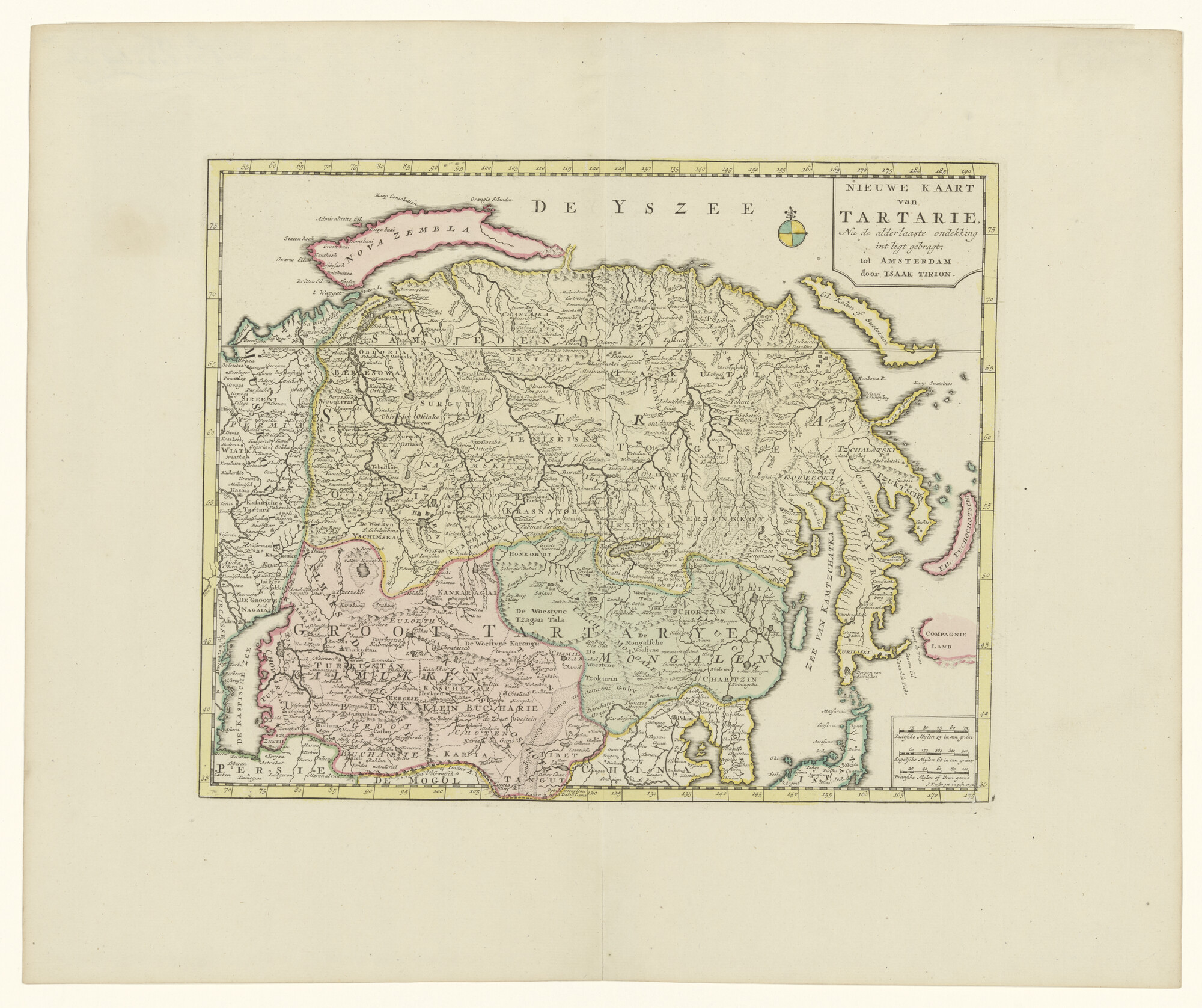 A.0145(211)132; Met de hand gekleurde kaart van Tartarije; landkaart