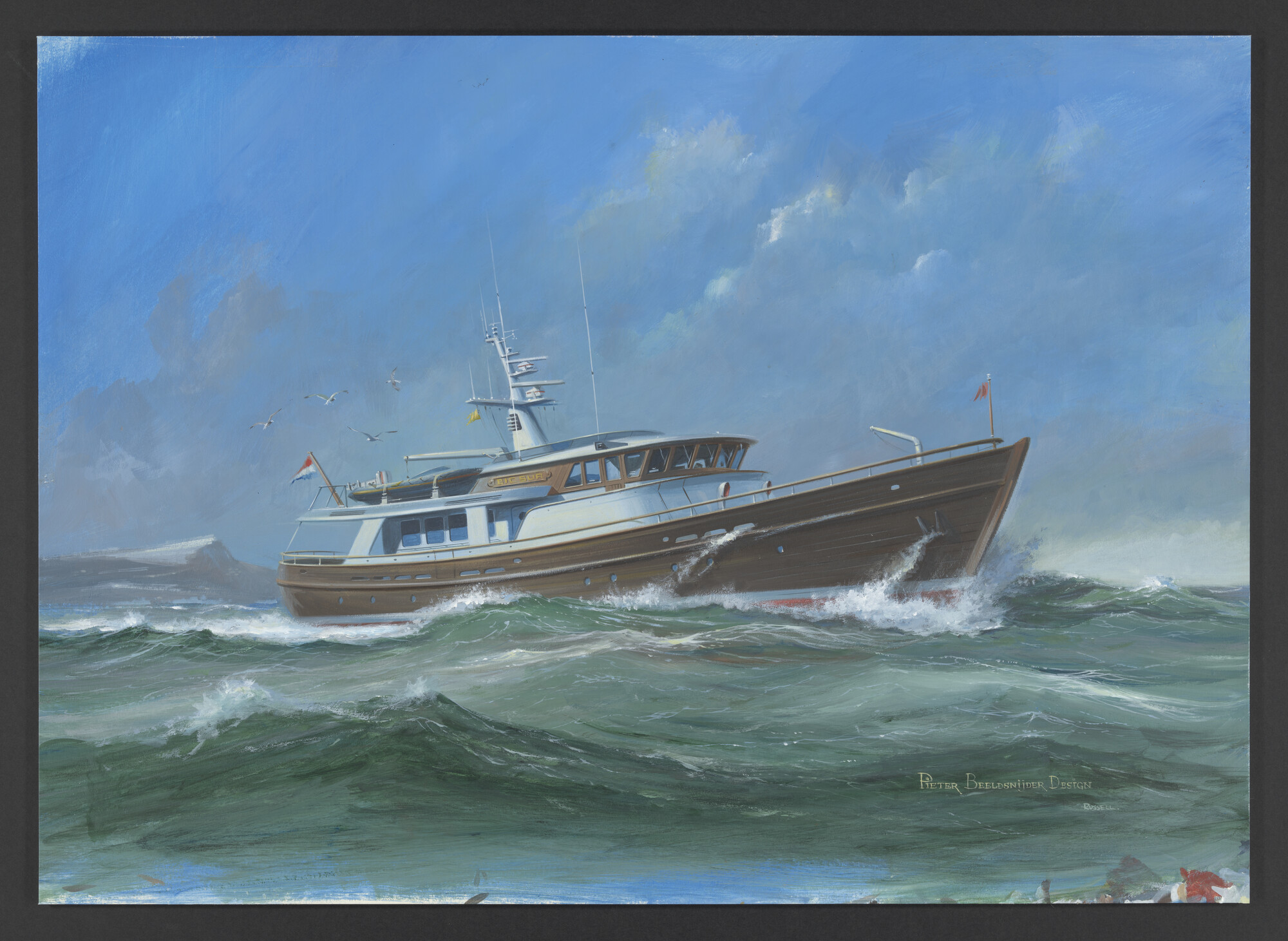 2022.0023; Artist's impression van de motorkotter (type) Big Sur; tekening