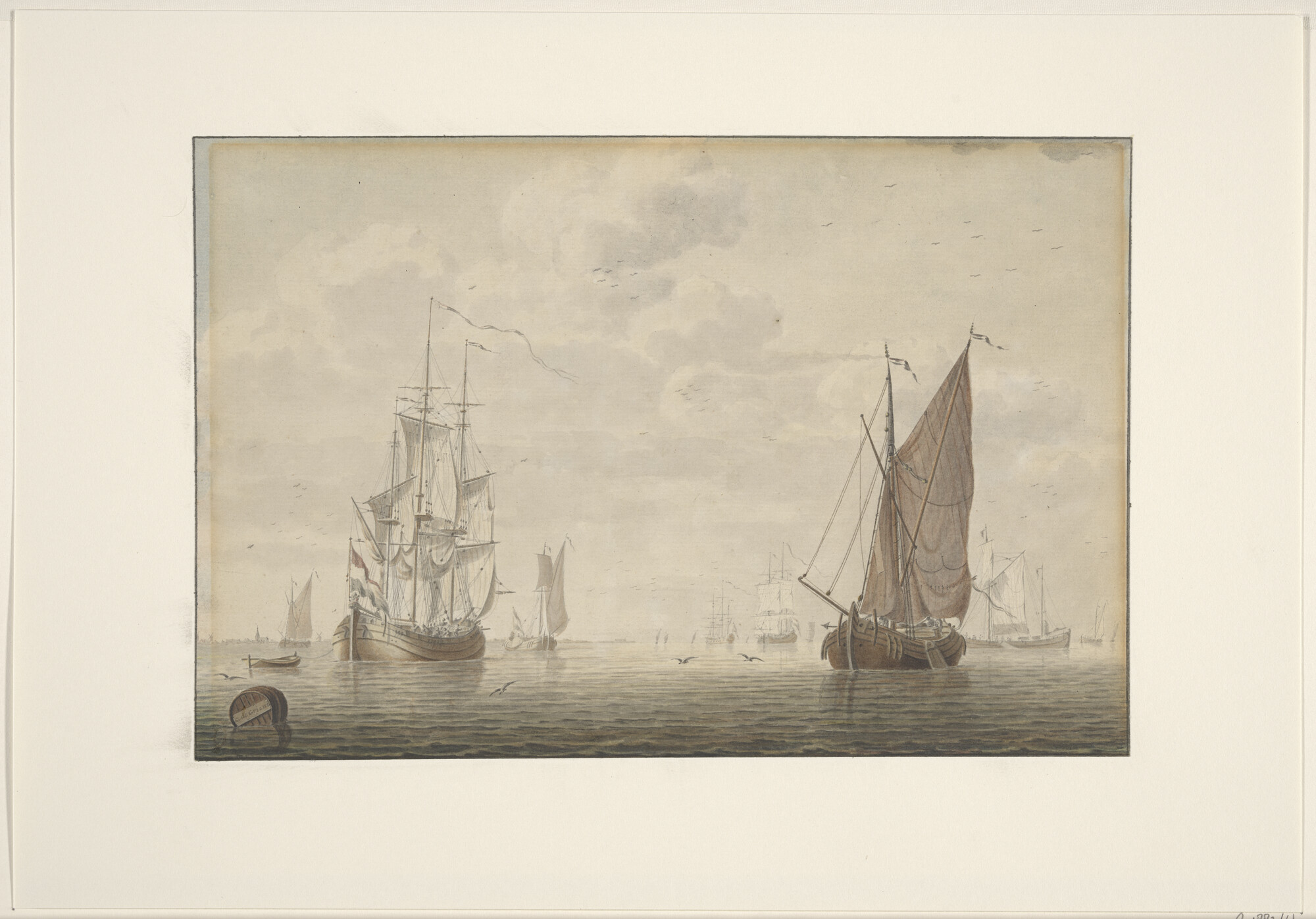 A.1882(b); Een kofschip en een poon onder zeil; tekening