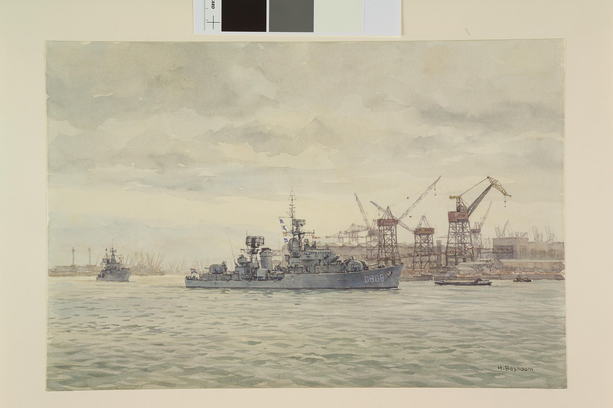 A.5314(03); Vlootbezoek van een aantal onderzeebootjagers aan Rotterdam in 1982; tekening