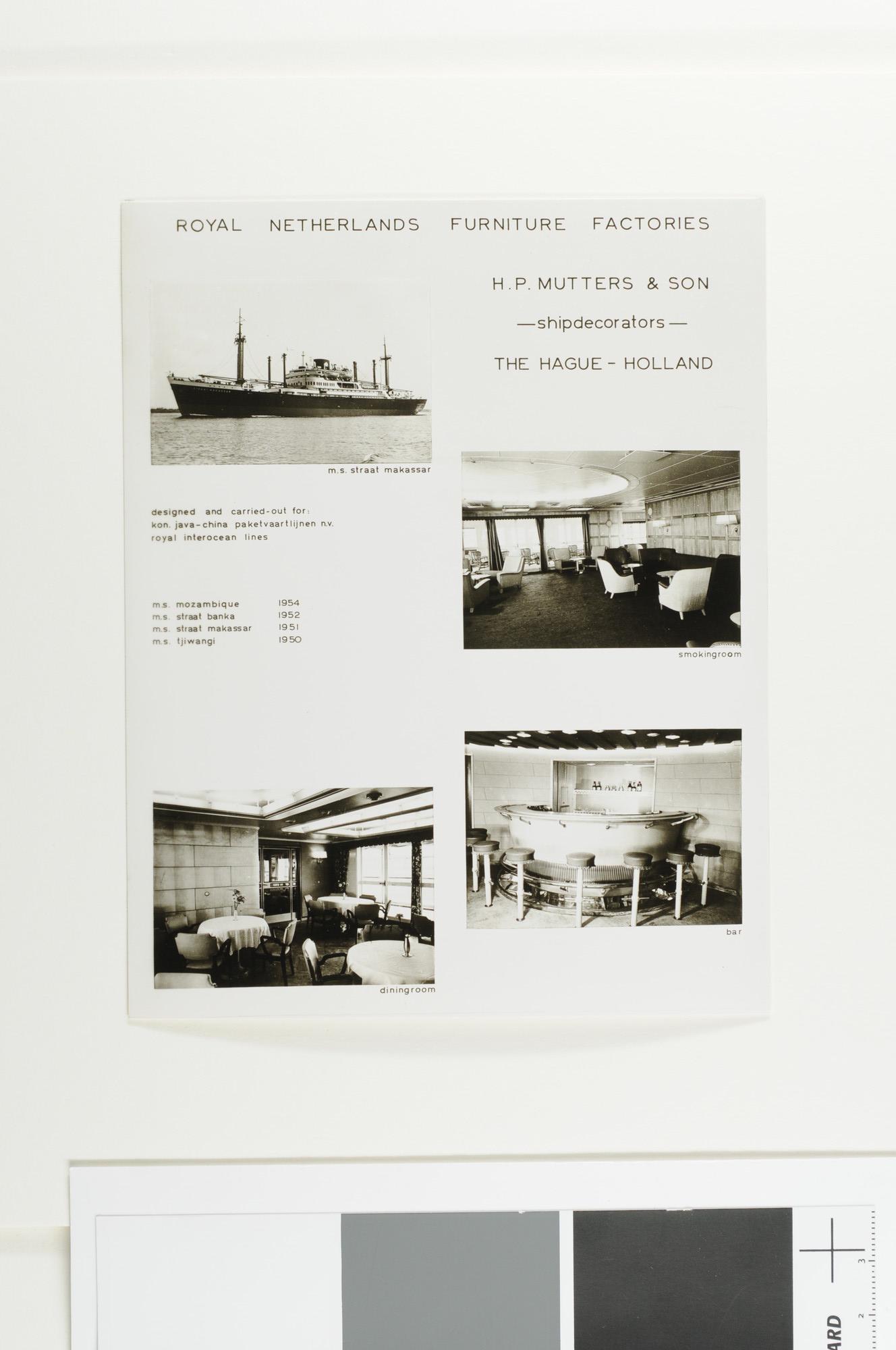 A.5023(13); Reproductiefoto van het vracht-passagiersschip ms. 'Straat Makassar' van de Koninklijk Java China Paketvaart Lijnen NV; foto
