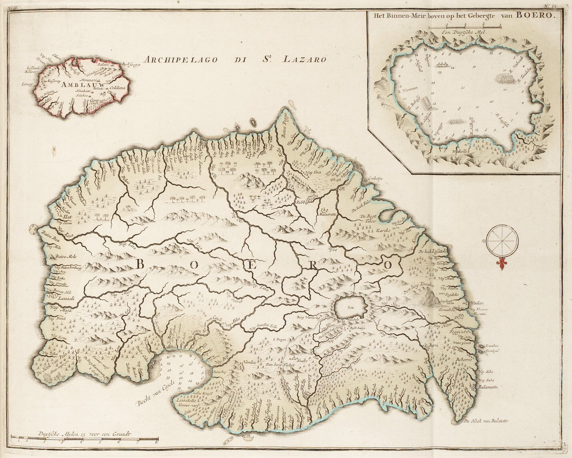 B.0032(109)6 [kaart 162]; Landkaart van het eiland Buru in de Molukken uit Valentijn's Oud en Nieuw Oost Indië (kaart II); landkaart