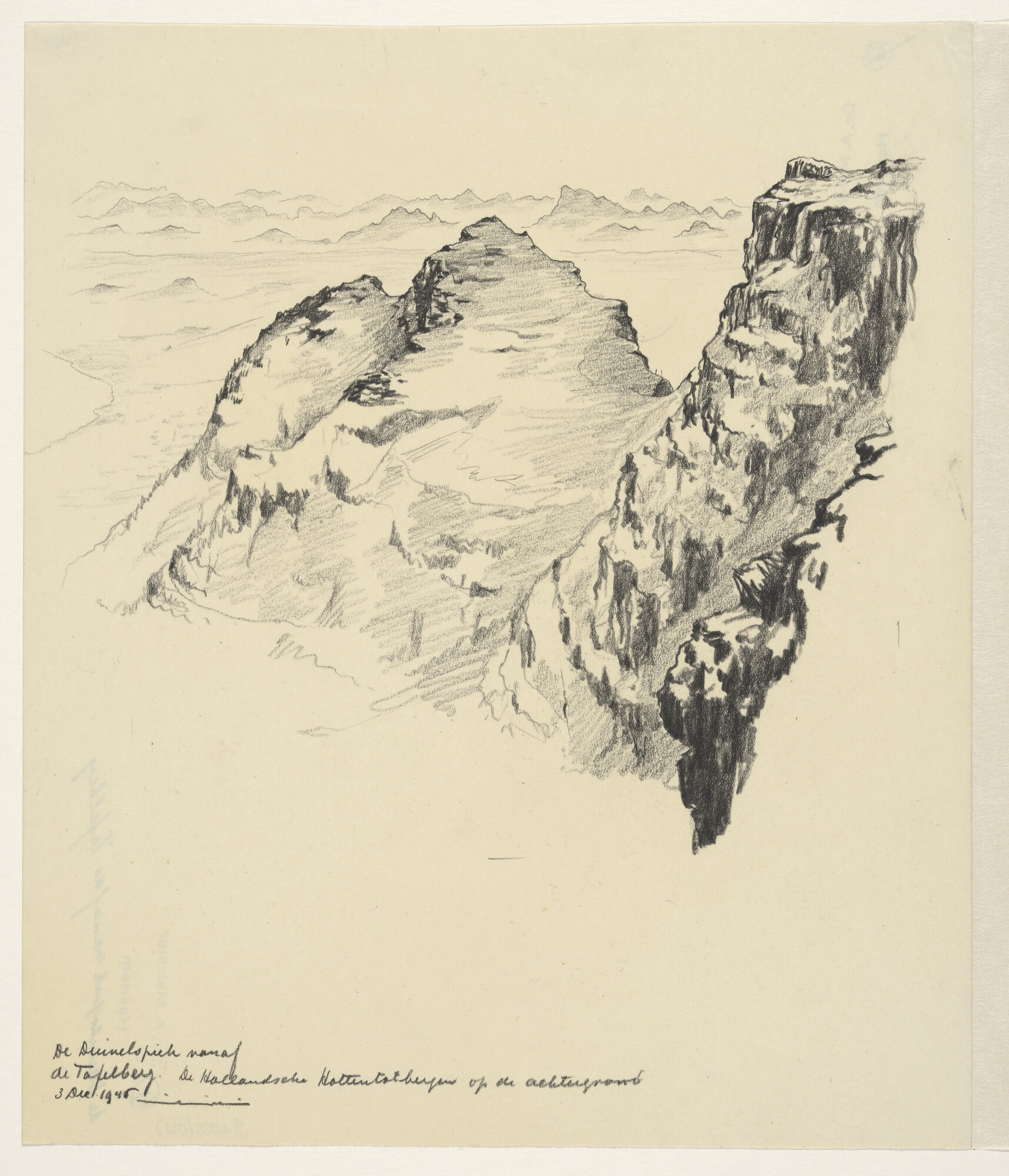 S.4035(031); De Duivelsberg van af de Tafelberg; tekening