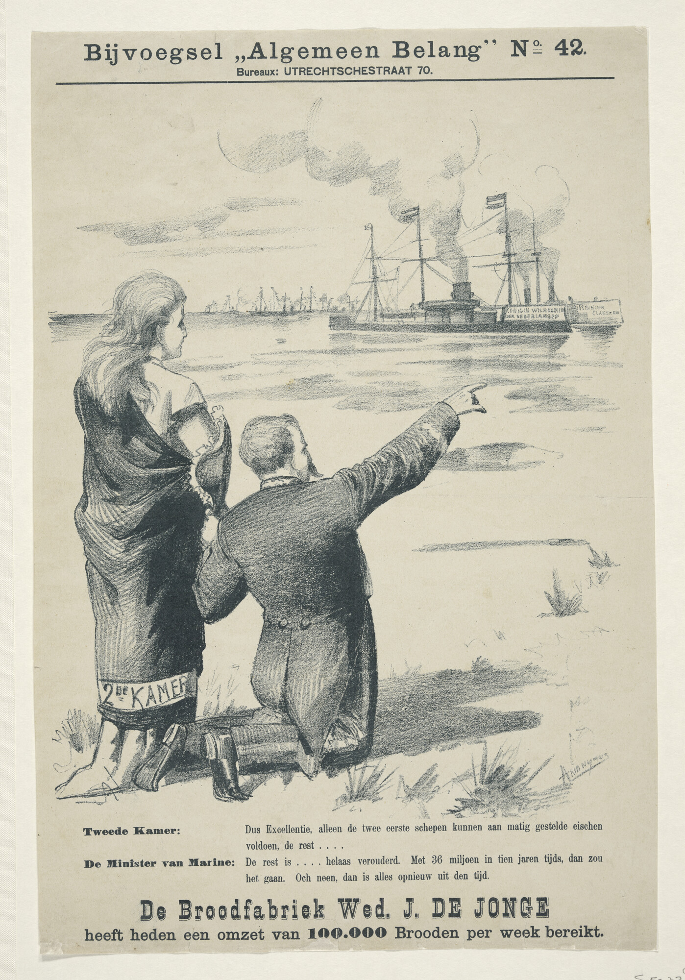 S.5232(01); Spotprent op de toestand van de Nederlandse vloot; prent