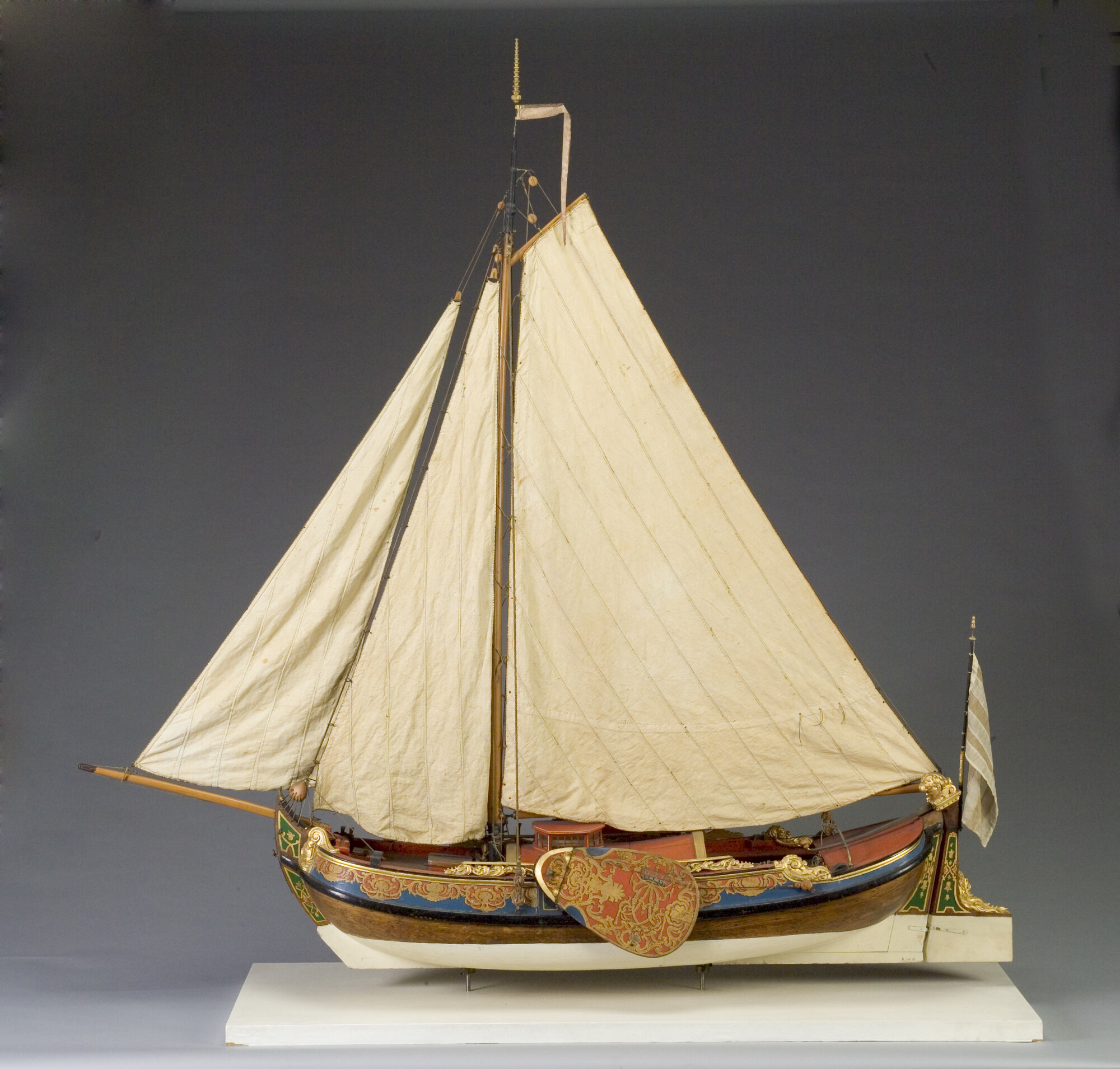 A.0149(0003); Model van een boeier of kopjacht; scheepsmodel