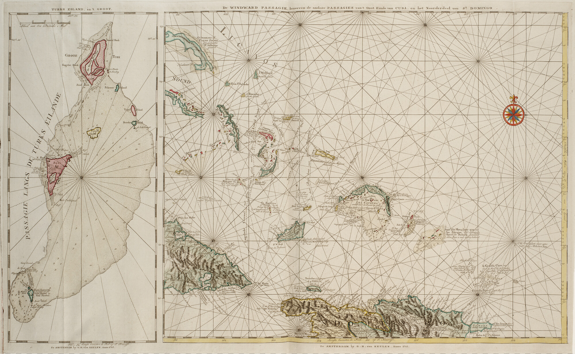 B.0032(109)4 [kaart 026]; Zeekaart van een deel van de Bahama's en een gedeelte van de kust van Hispaniola en Cuba; zeekaart