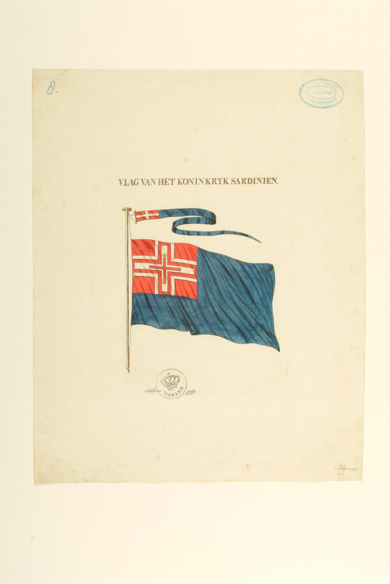 2004.1508; Vlag van het koninkrijk Sardinië; tekening