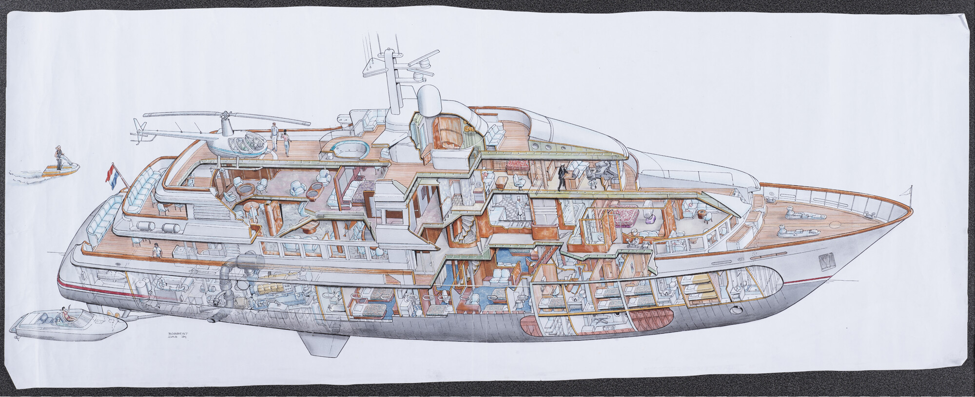 2019.0321; De Vries motorjacht; aquarel