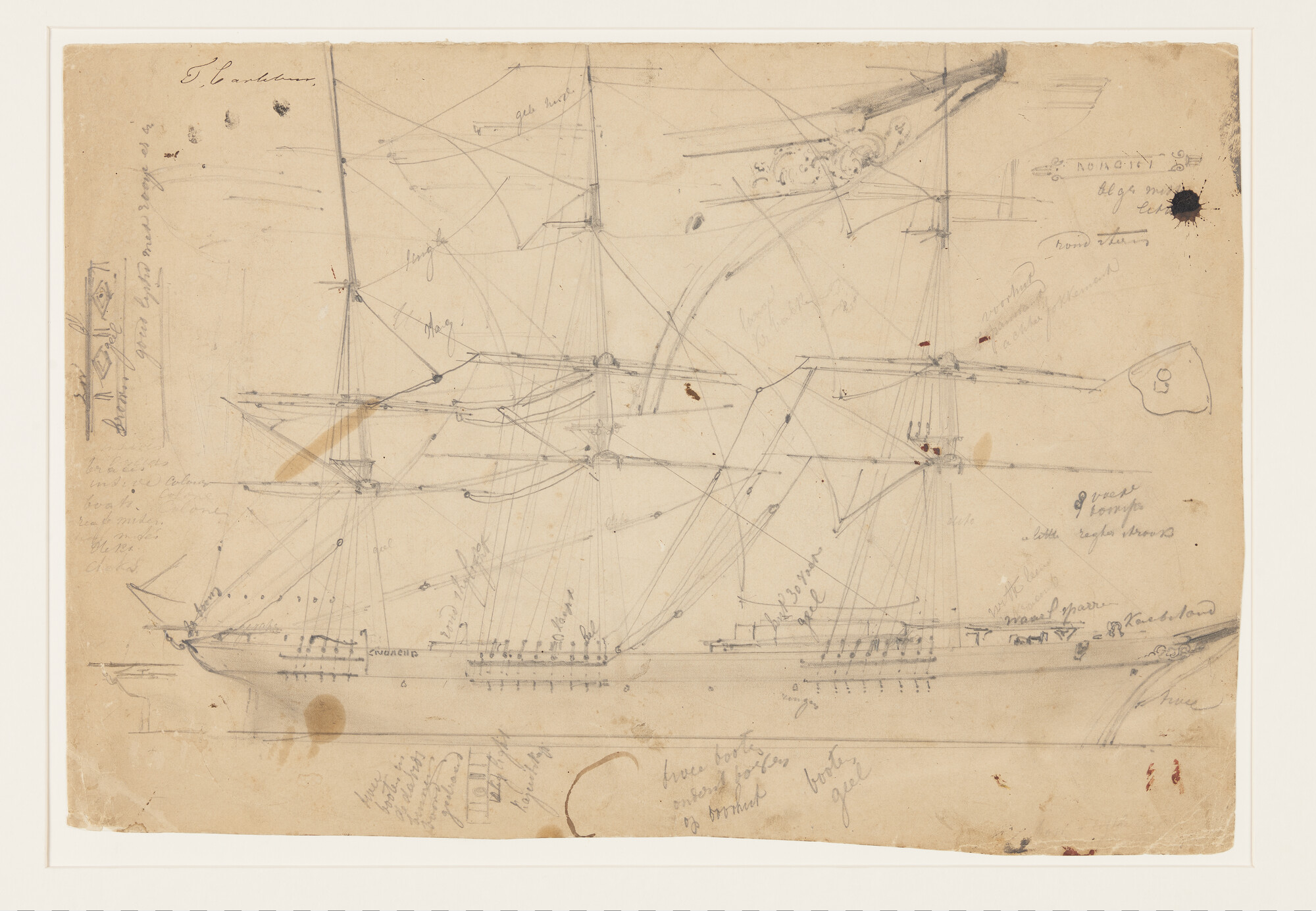 S.3107(06); Schets van het fregat Noach I; tekening