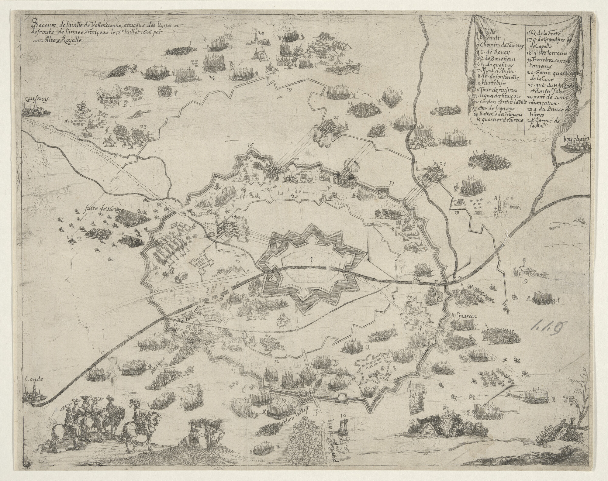 A.0145(027)434; Belegering van Valenciennes, 16 juli 1656; prent