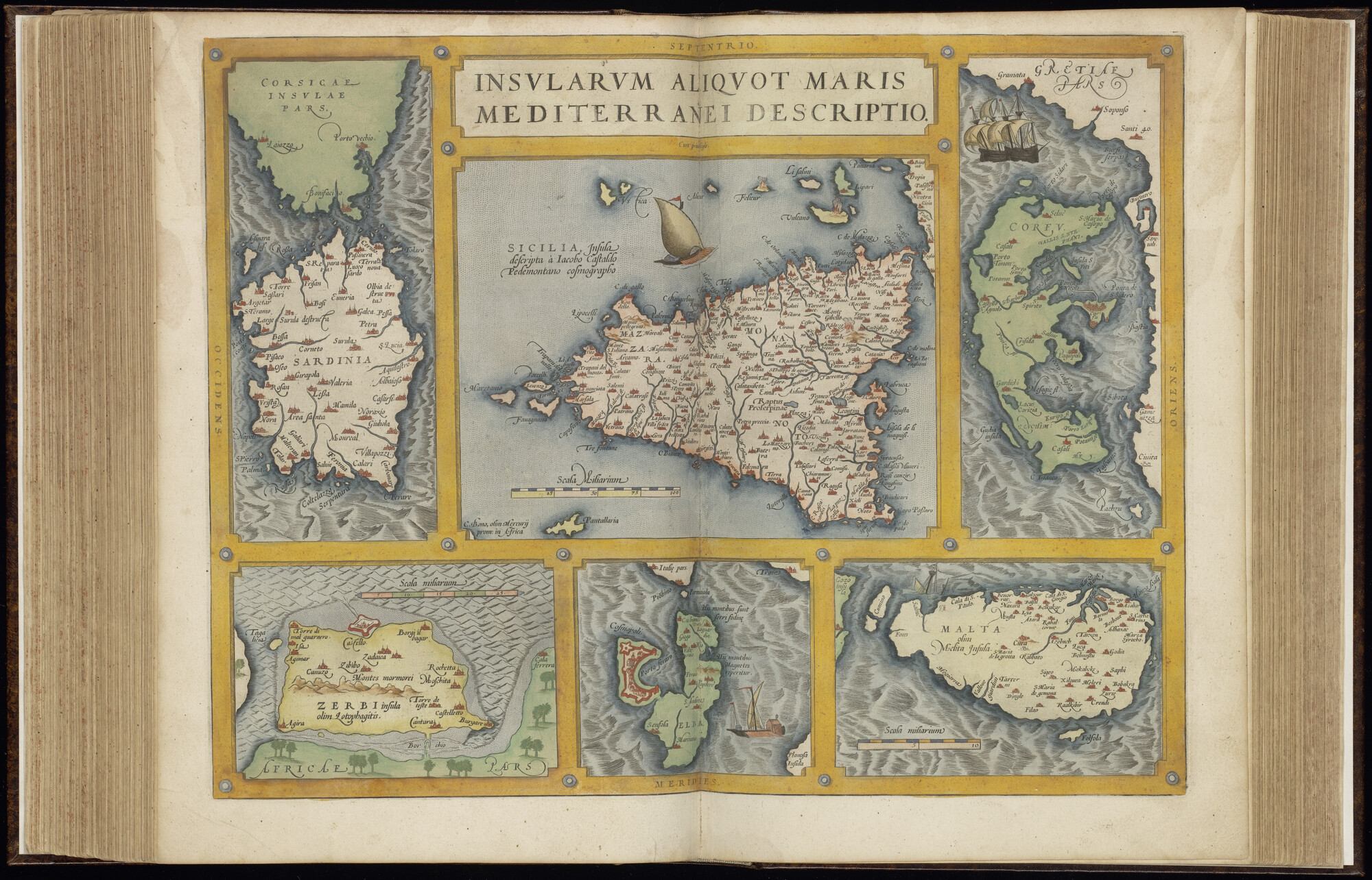 A.0145(042) [kaart 071]; Kaart van Sardinië, Sicilië, Corfu, Djerba, Elba en Malta; kaart