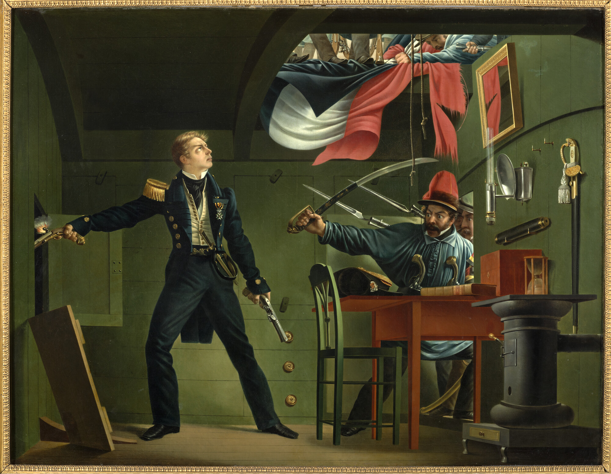 A.0112(01); J.C.J. van Speyk vuurt in het kruit; schilderij