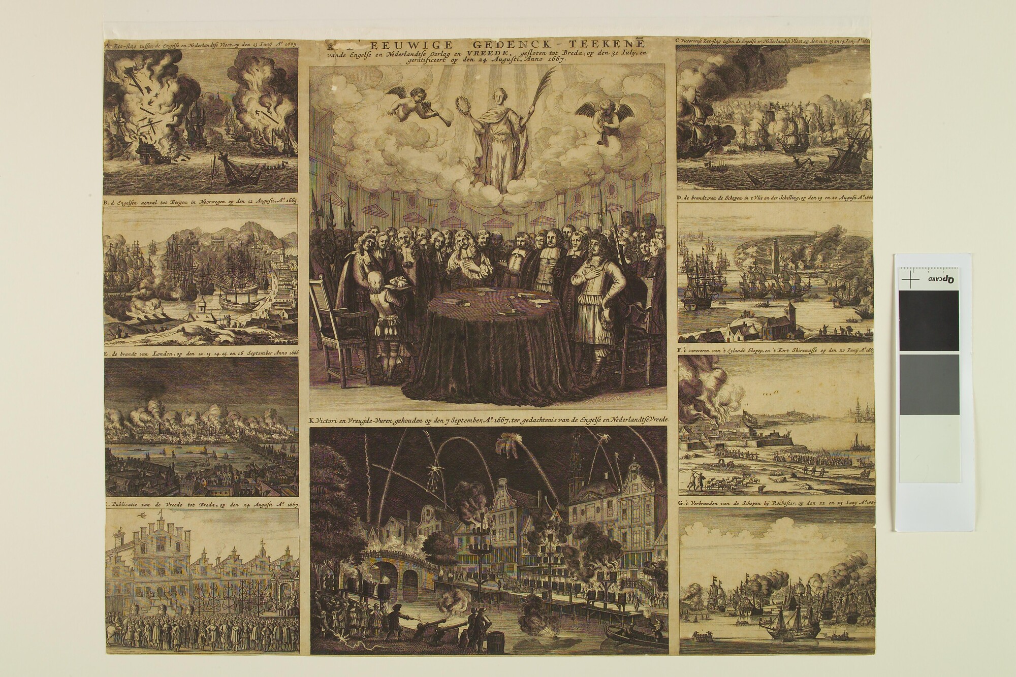 S.0309(07); Het sluiten van de vrede te Breda tussen Engeland en Nederland in 1667; prent