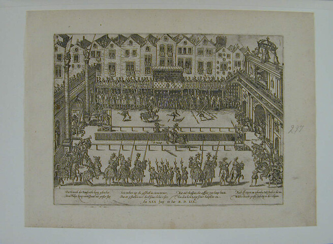 A.0145(027)019; Tournooi en dood van Hendrik III [of II] van Frankrijk, 30 juni 1559; prent