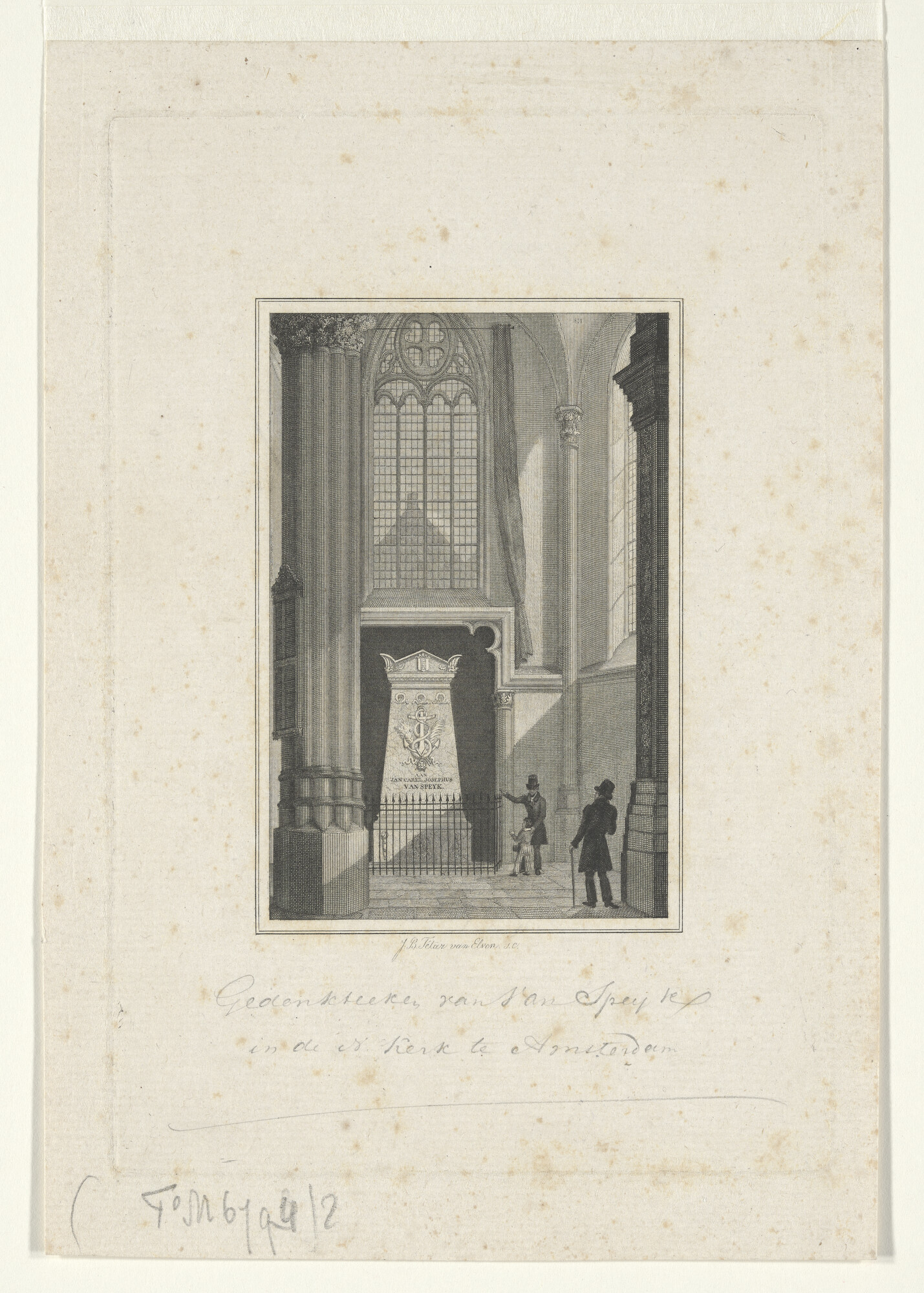 A.0482(03)34; Het praalgraf van Van Speyk in de Nieuwe Kerk te Amsterdam; prent