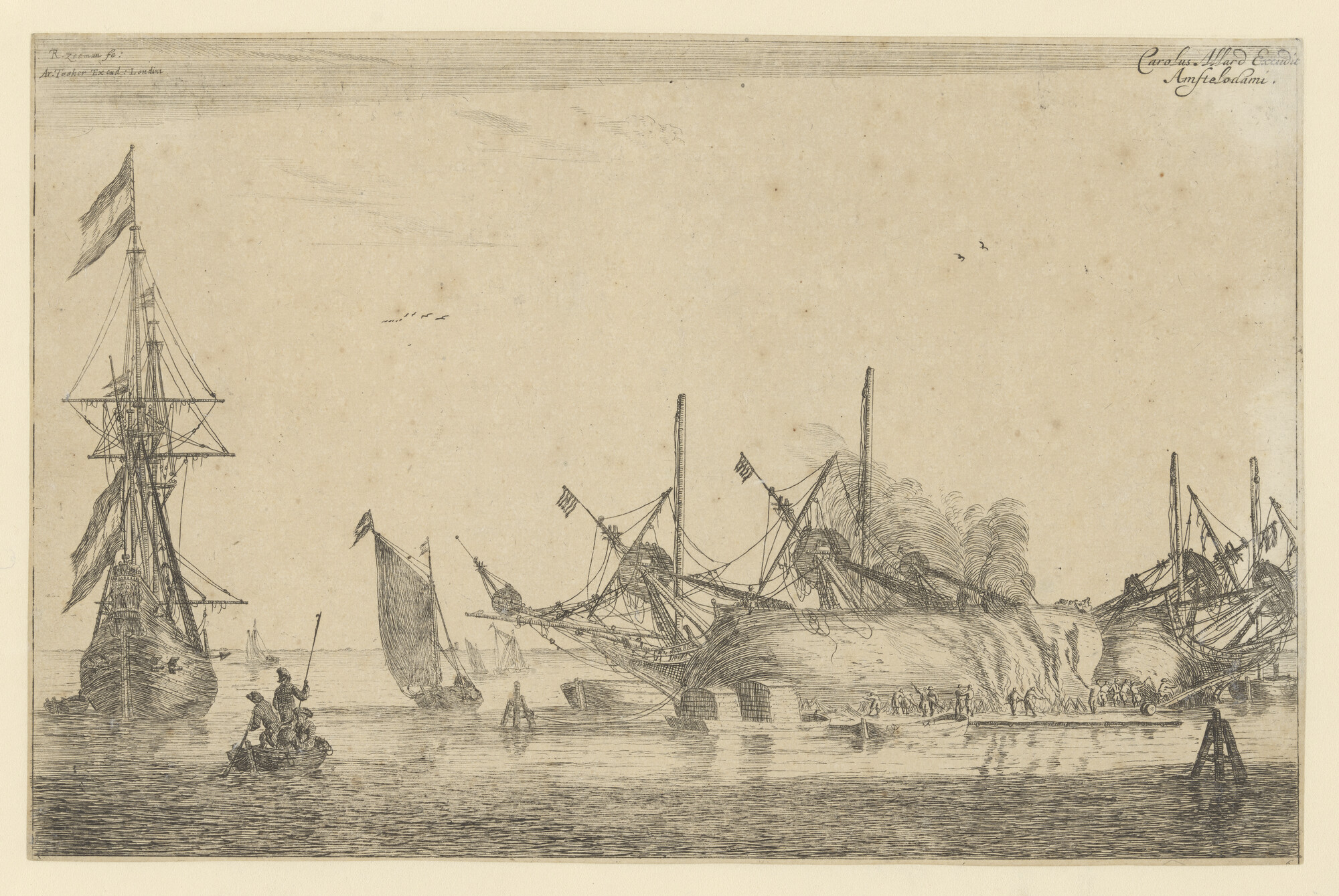 A.0149(0341); Het kalfaten van een schip; prent