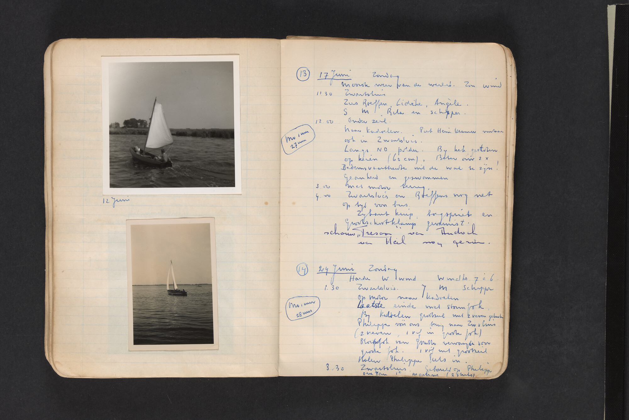 2017.0794; Logboek c.q. fotoalbum van reizen met zeeschouw Grutto in Nederland, 1961-1962; logboek