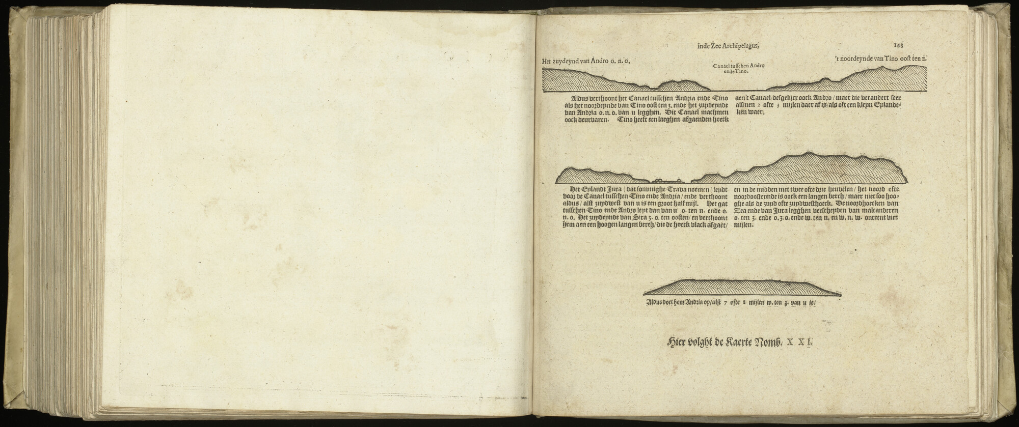 S.2856 [kaart 261]; Beschrijvingen en kustaanzichten van de eilanden Andros en Tinos; kaart